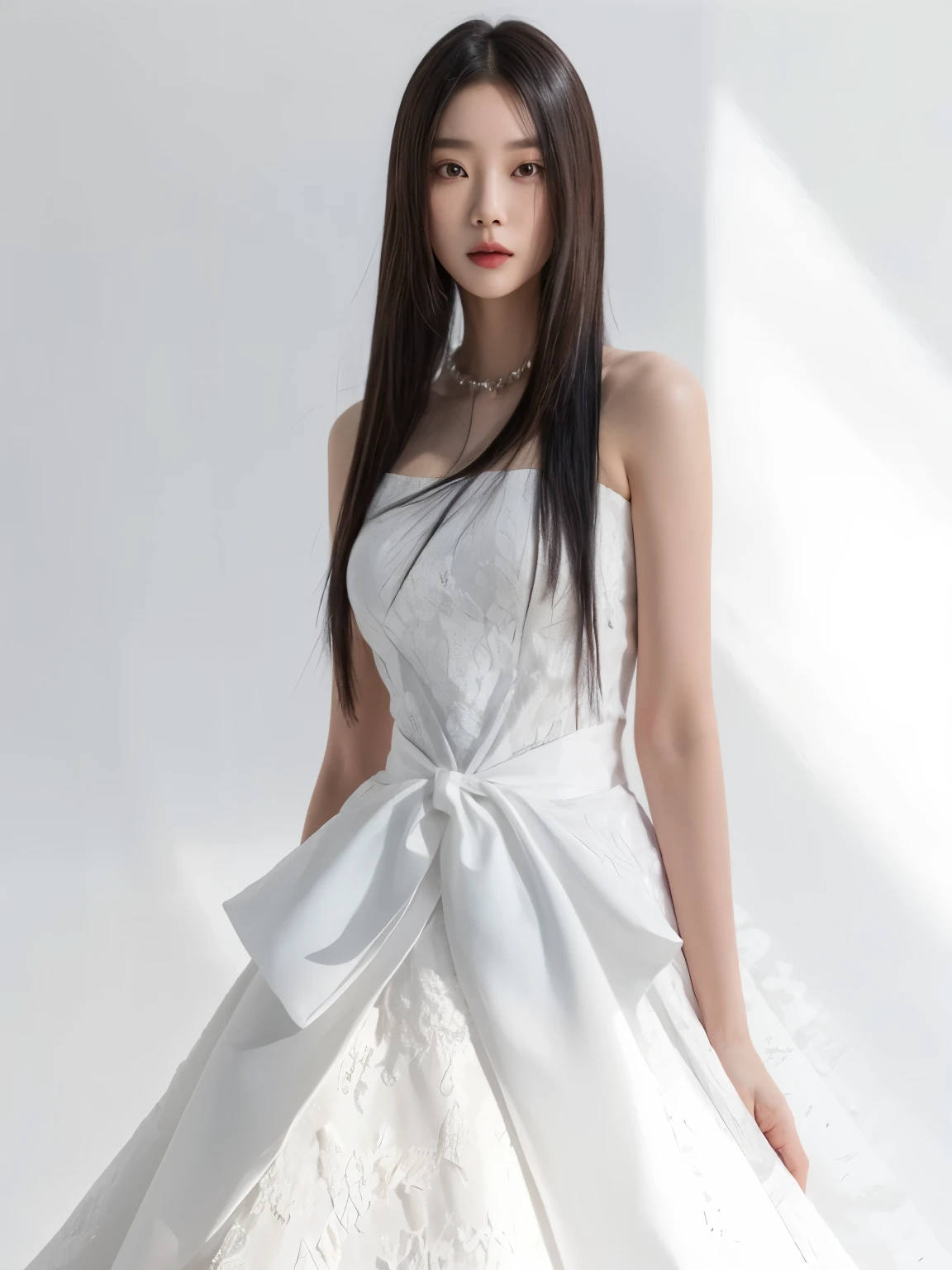 una mujer con un vestido blanco con un gran lazo en el cuello, seson yoon, heonhwa choe, jinyoung shin, vestido, Gongbi, yan, jaeyeon nam, sha xi, Hwang se - es, kim hyun joo, vestido de novia, white vestido, jia, lee ji - eun, lee ji-eun, De mi parte