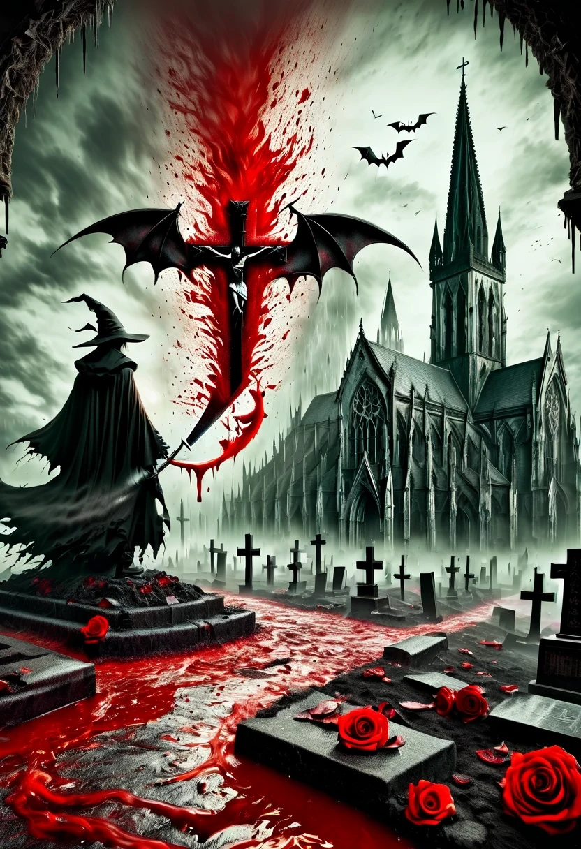 (Messenger from hell:1.4),cross,one个巨大的吸Blood鬼,View of sickle from below,hell,magma,flame,(紫色flame:1.3),There is fresh Blood on the ground,Blood pool,dripping Blood,Gothic aesthetics,one、Rose、castle、cross、Blood、churchyard,gothic style的神秘、solemn and profound,gothic style,gothic style蕾丝的衣服、象征浪漫的Rose、grave、吸Blood鬼、witch、ruins、gothic cathedral,Gothic symbols series