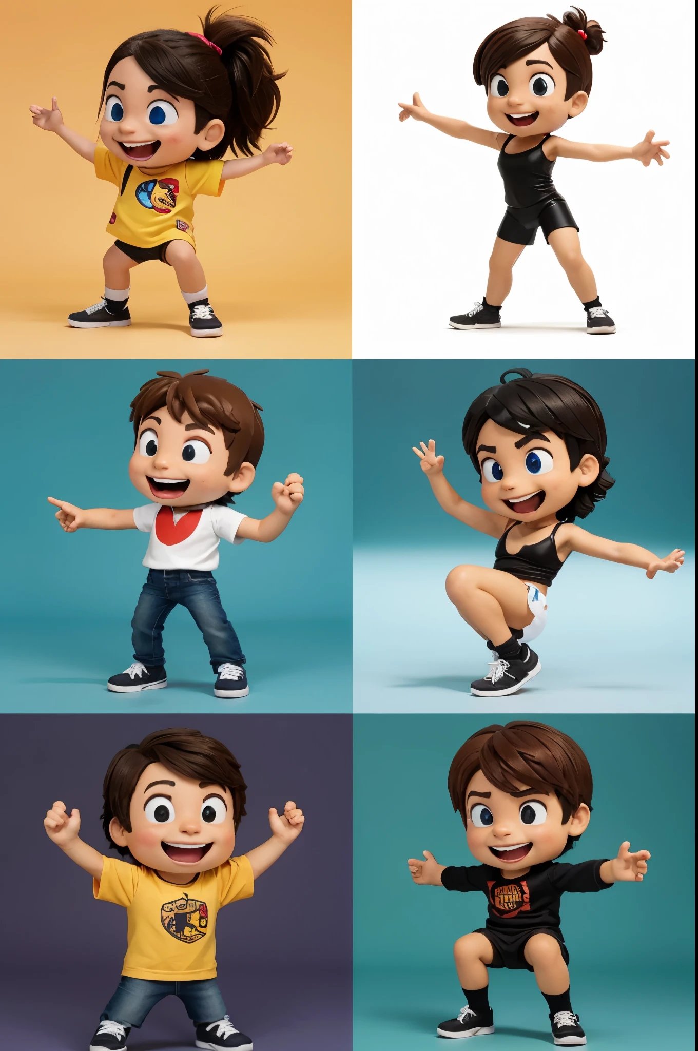 quero que todos os 6 personagens se tornem 3d( tridimensionais )