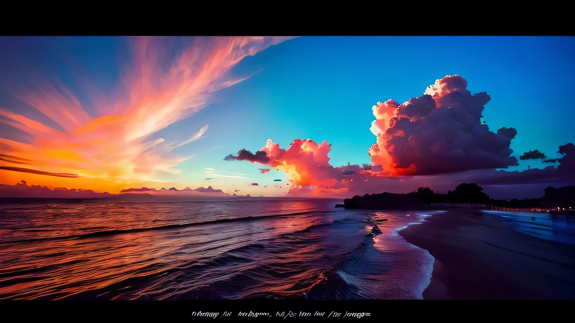((highest quality)), ((masterpiece)), (become familiar with), cinematic, landscape photography, A vivid sunset over the sea seen from a boat, flattened perspective, Capture calm moments, now, wide angle shot, 8K ultra-high resolution, Digital single-lens reflex camera, In National Geographic photography style, evoking a sense of tranquility and awe, golden hour lighting, deep orange color palette, purple, and blues, Minimal and ultra-avant-garde art style, Multiple sophisticated filter effects to enhance mood and texture. unmanned, No Man, Not for women