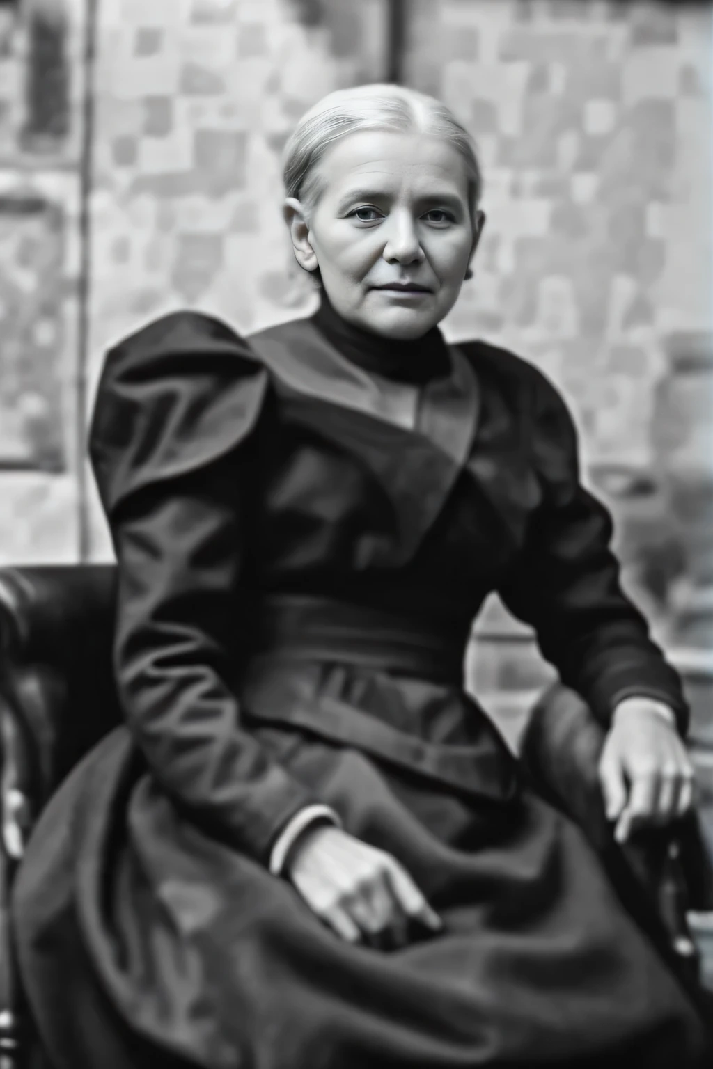 una vieja foto en blanco y negro de una mujer sentada en una silla, inspired by Heinrich Maria Davringhausen, inspired by Anna Füssli, Maria Curie, foto de una mujer, margaret watts hughes, Anna Podedworna, retrato de lumastina celeraria, Anna Kovalevskaya, inspired by Maria Johanna Görtz