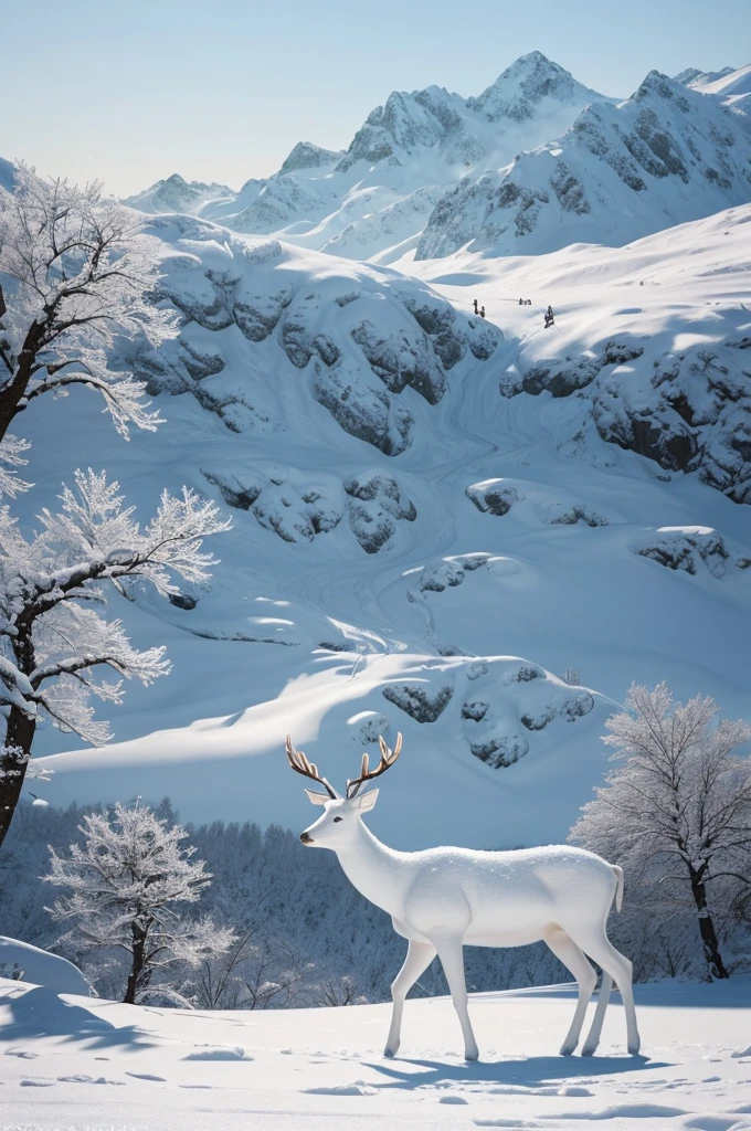 The ice and snow deer that comes leisurely, the pure white body realizes the ice and snow wonderland, Yan Jun becomes the wind, exhales white air in the transparent air, and the ethereal tree together forms a dreamy scene, high-quality CG portrays a magnificent picture, Yue Xiaofei's character design is perfect and fine, the curves are amazing, and the whole scene is more like a world away under the blessing of the depth of field effect.