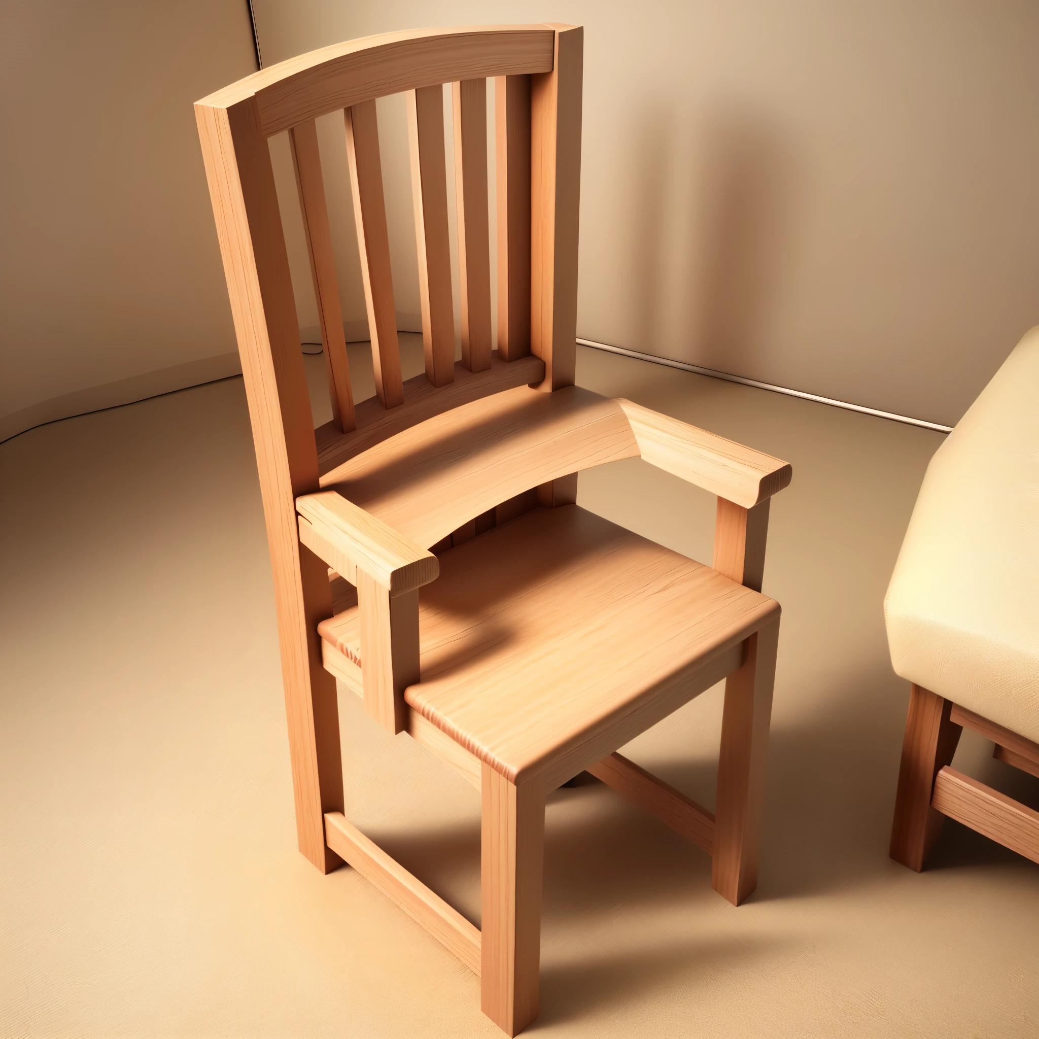 isometric view of a wooden chair, isometric view, isometric 3d, 3d render, ultra realistic --v 6