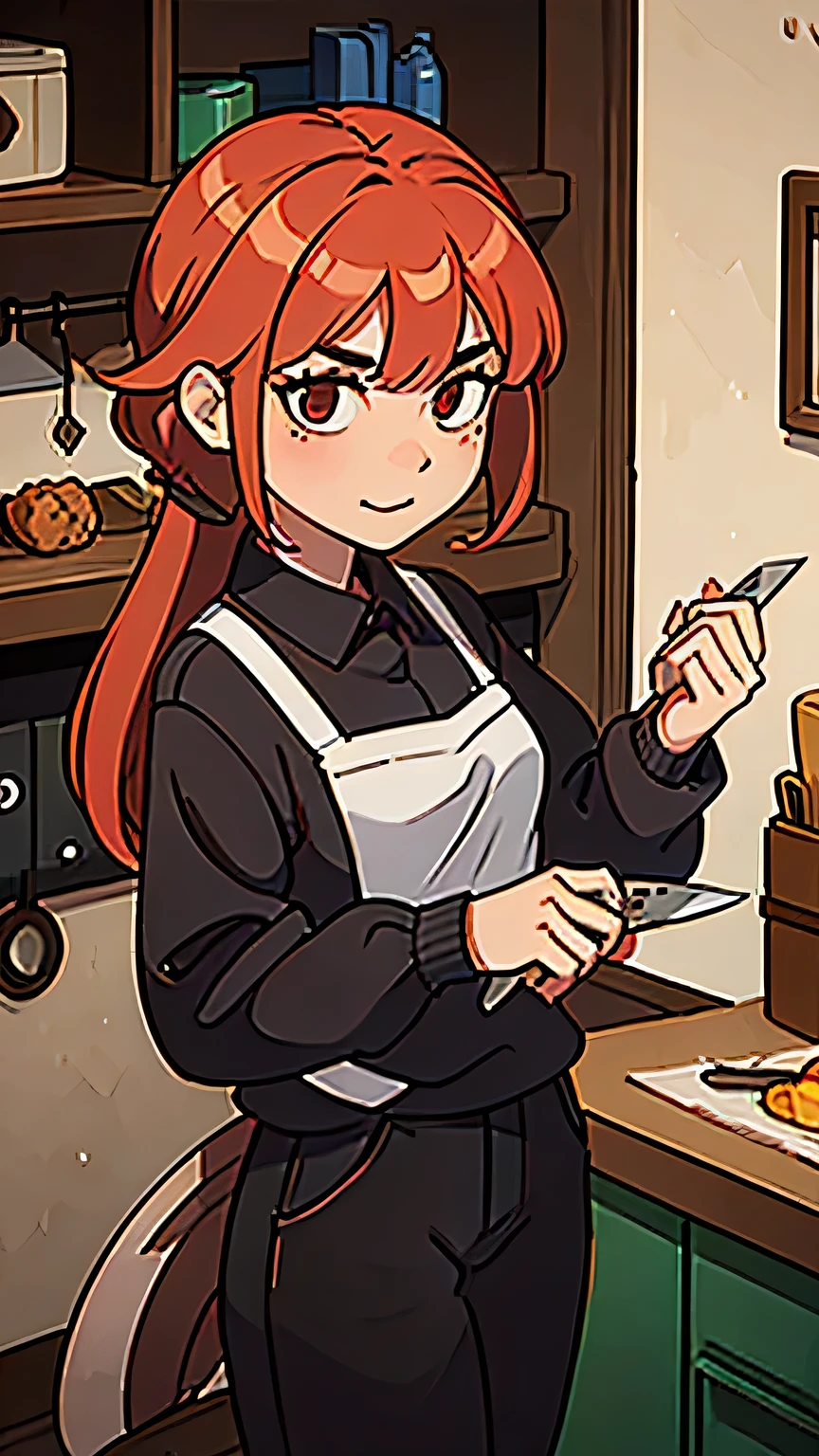 evil, cunning squirrel with a kitchen knife