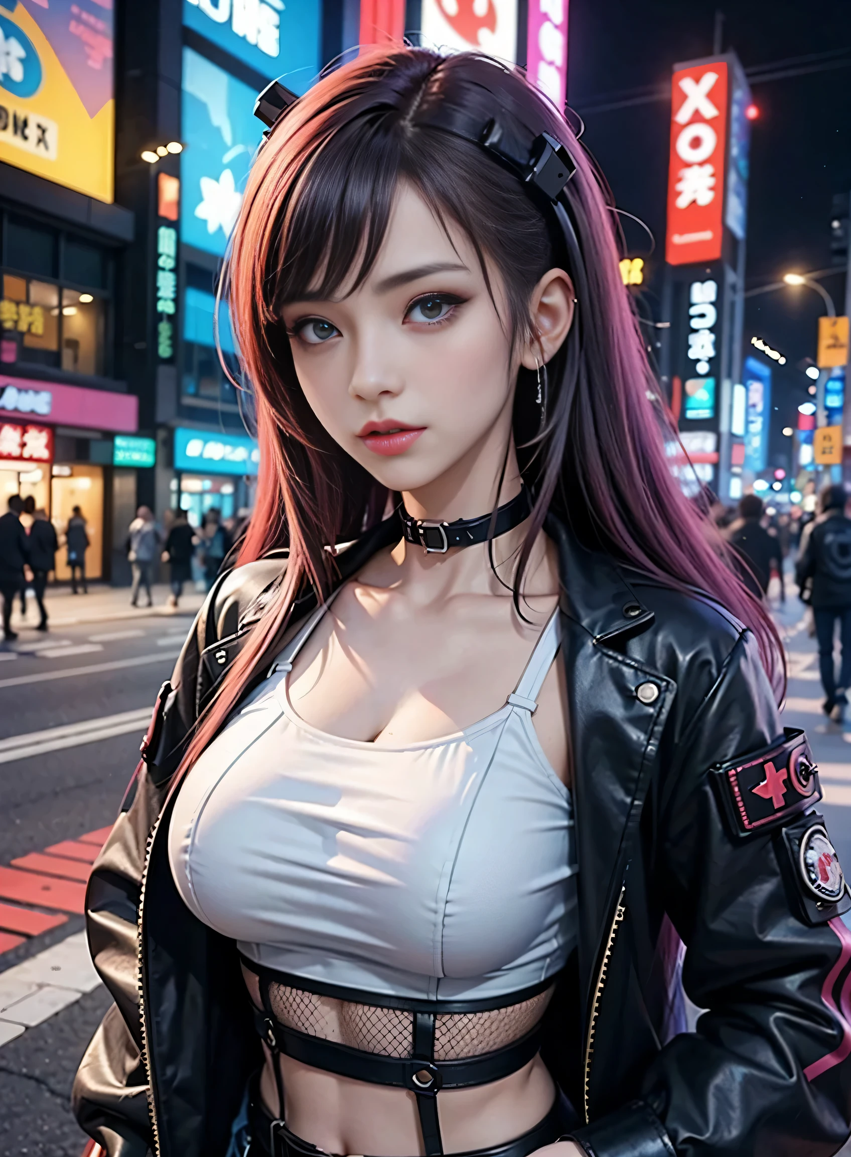 (masterpiece, top quality, best quality, official art, beautiful, cosmic, atmospheric, psychedelic, dreamlike and aesthetic, the most beautiful and highly detailed Harajuku-inspired hooded cyberpunk battle armor, super huge enormously gigantic tits, tons of tattoos and piercings:1.2), (1girl), extreme detailed,(fractal art:1.3),colorful,highest detailed, cherry blossoms blowing in the wind