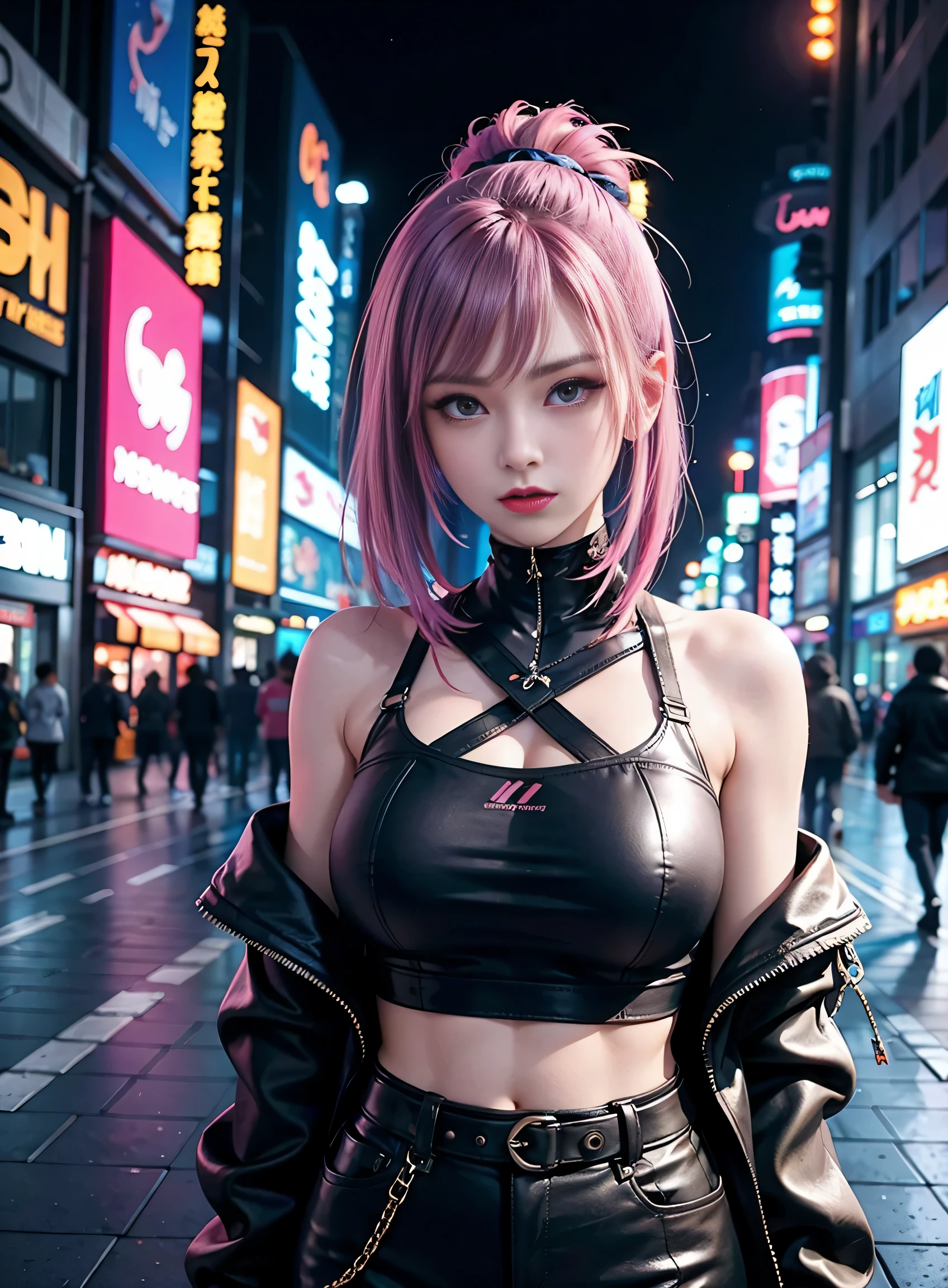 sfw, masterpiece, best quality, 2 cyberpunk girls standing together taking selfie portrait, ((((Harajuku-inspired cyberpunk clothing)))), bold colors and patterns, eye-catching accessories, trendy and innovative hairstyle))), dazzling Cyberpunk cityscape, skyscrapers, glowing neon signs, LED lights, anime illustration, detailed skin texture, detailed cloth texture, beautiful detailed face, intricate details, ultra detailed, cinematic lighting, strong contrast, wearing bra,((skinny waist)), young asian girl, ((big breasted)),