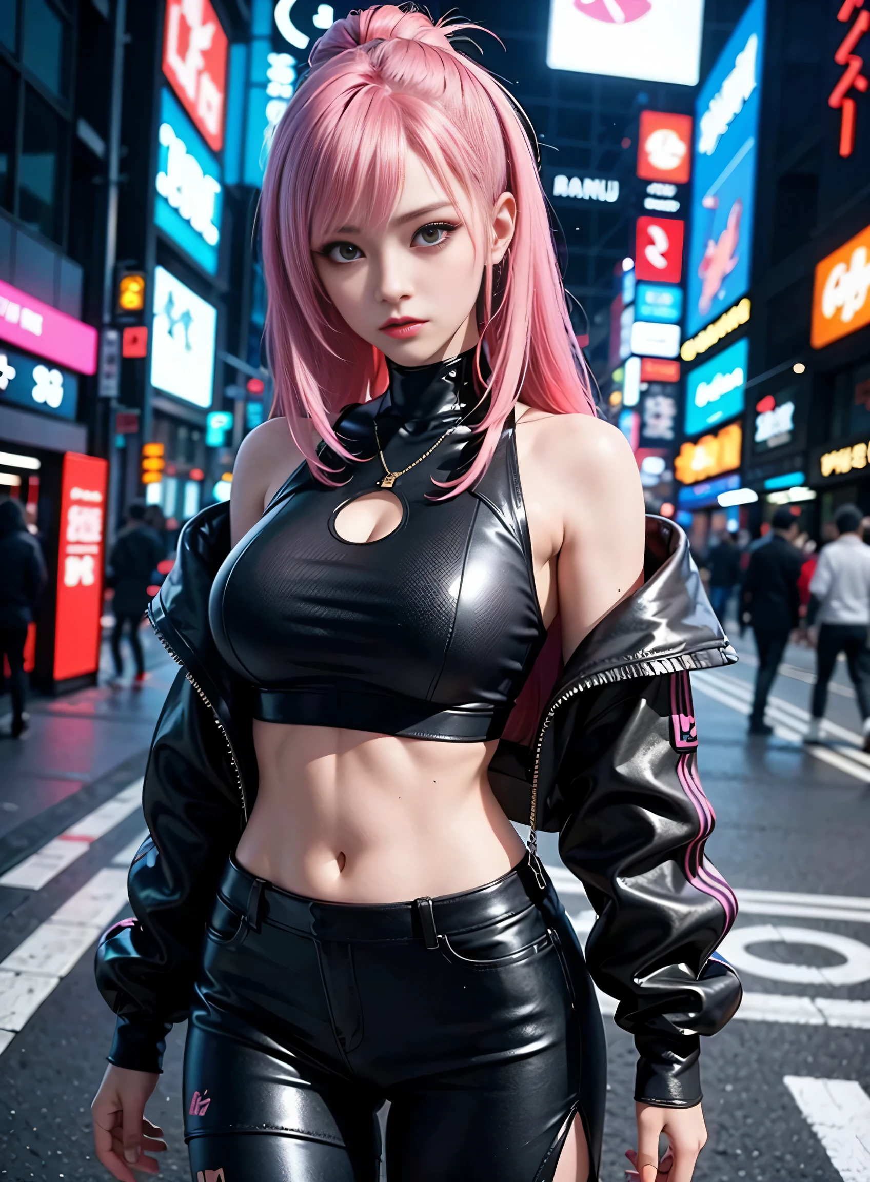 sfw, masterpiece, best quality, 2 cyberpunk girls standing together taking selfie portrait, ((((Harajuku-inspired cyberpunk clothing)))), bold colors and patterns, eye-catching accessories, trendy and innovative hairstyle))), dazzling Cyberpunk cityscape, skyscrapers, glowing neon signs, LED lights, anime illustration, detailed skin texture, detailed cloth texture, beautiful detailed face, intricate details, ultra detailed, cinematic lighting, strong contrast, wearing bra,((skinny waist)), young asian girl, ((big breasted)),