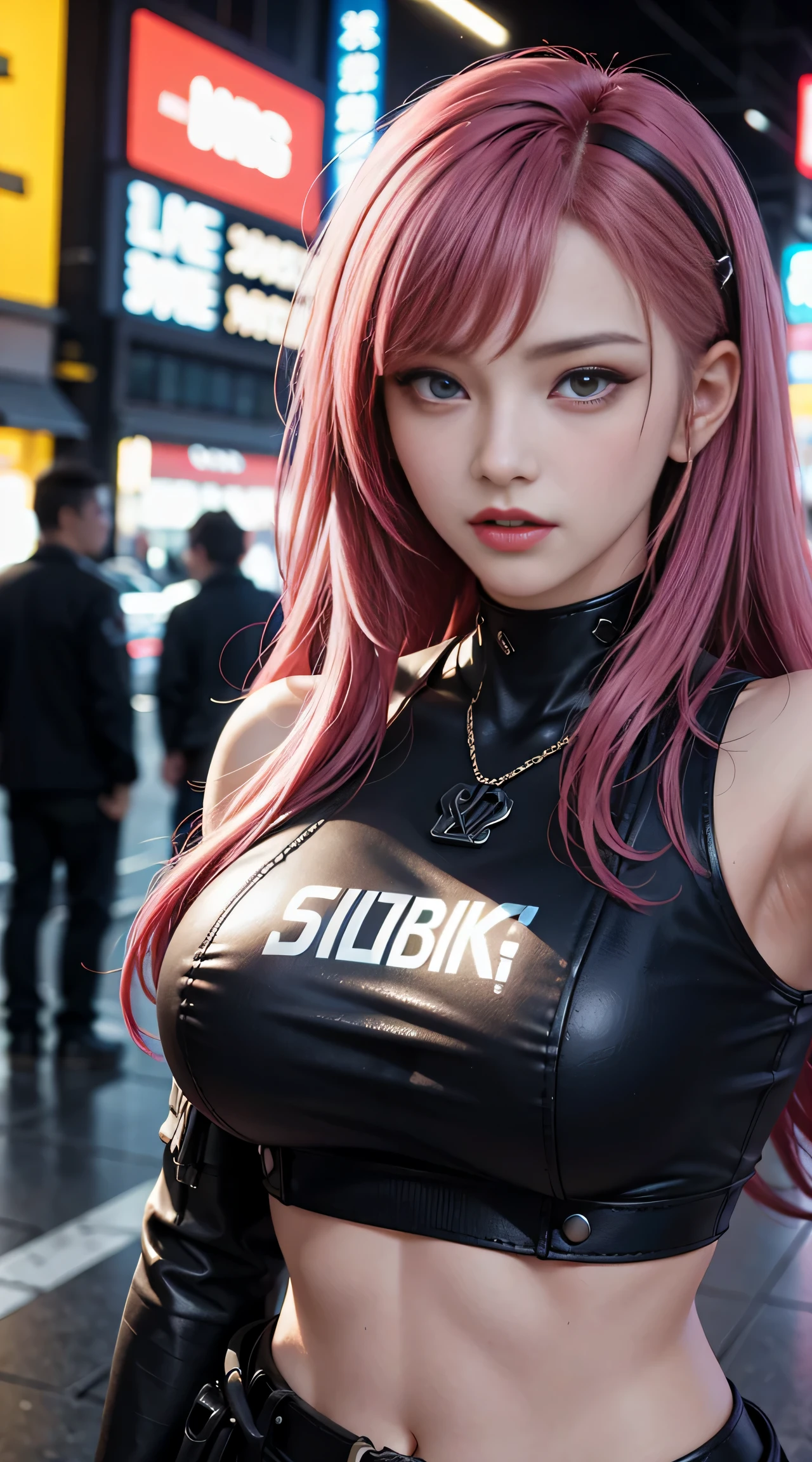 sfw, masterpiece, best quality, ((2 cyberpunk girls standing together taking selfie portrait)), ((((Harajuku-inspired cyberpunk clothing)))), bold colors and patterns, eye-catching accessories, trendy and innovative hairstyle))), dazzling Cyberpunk cityscape, skyscrapers, glowing neon signs, LED lights, anime illustration, detailed skin texture, detailed cloth texture, beautiful detailed face, intricate details, ultra detailed, cinematic lighting, strong contrast, wearing bra,((skinny waist)), young asian girl, ((big breasted)),