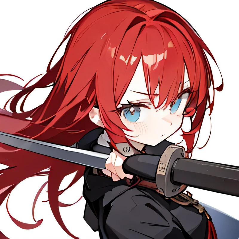 red hair , cute, with sword