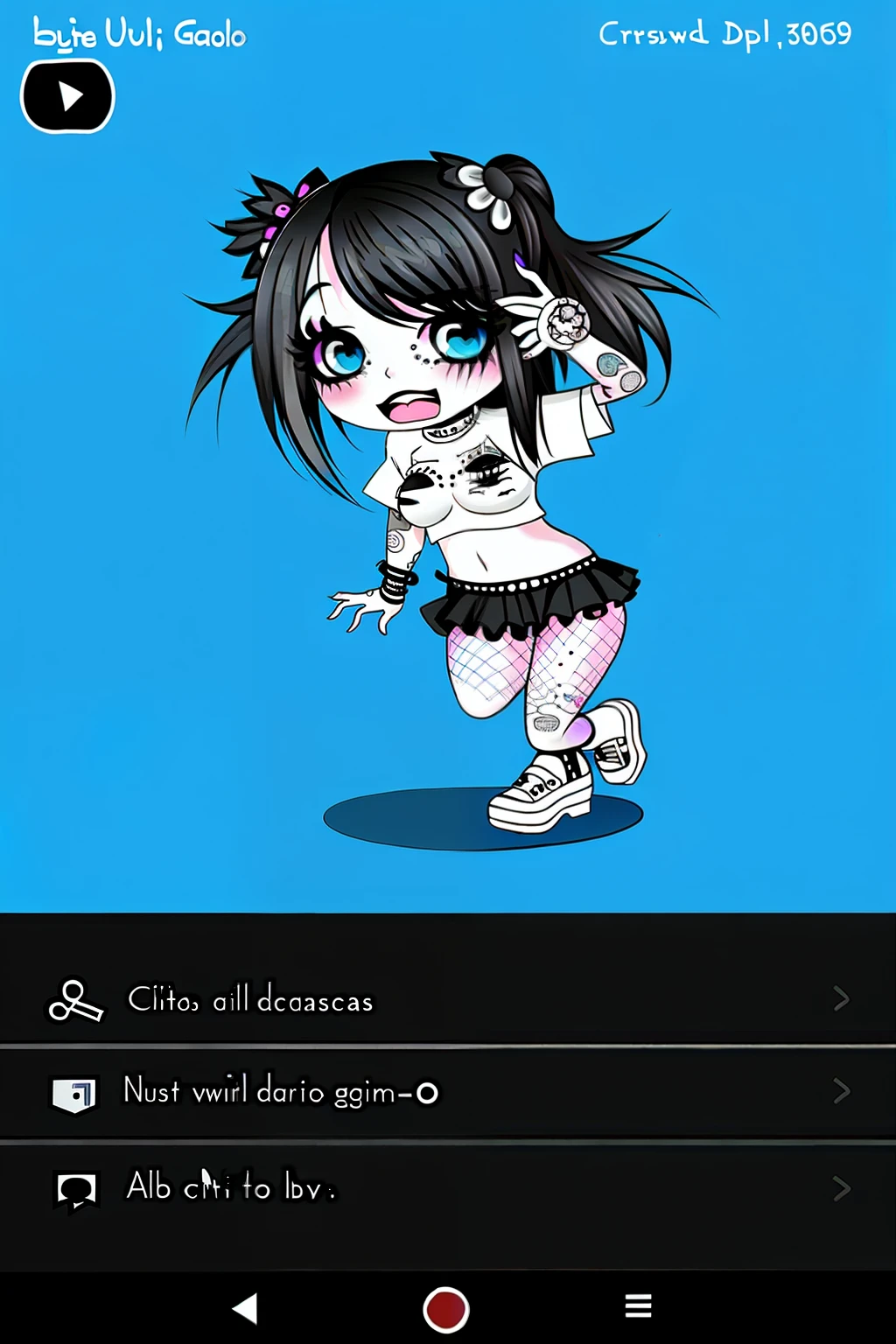 Cartoon girl with a tattoo on her chest and a tattoo on her arm, imvu, gekleidet in Crustpunk-Kleidung, punk girl, wearing a punk outfit, punk-rocker, Blasen-Gothic, Entwerfen Sie Ihren eigenen Avatar, in Punkkleidung gekleidet, Charakter, dollpunk, gothic girl, punk rocker, advanced digital Chibi art, Go-Go dancers, Chibi
