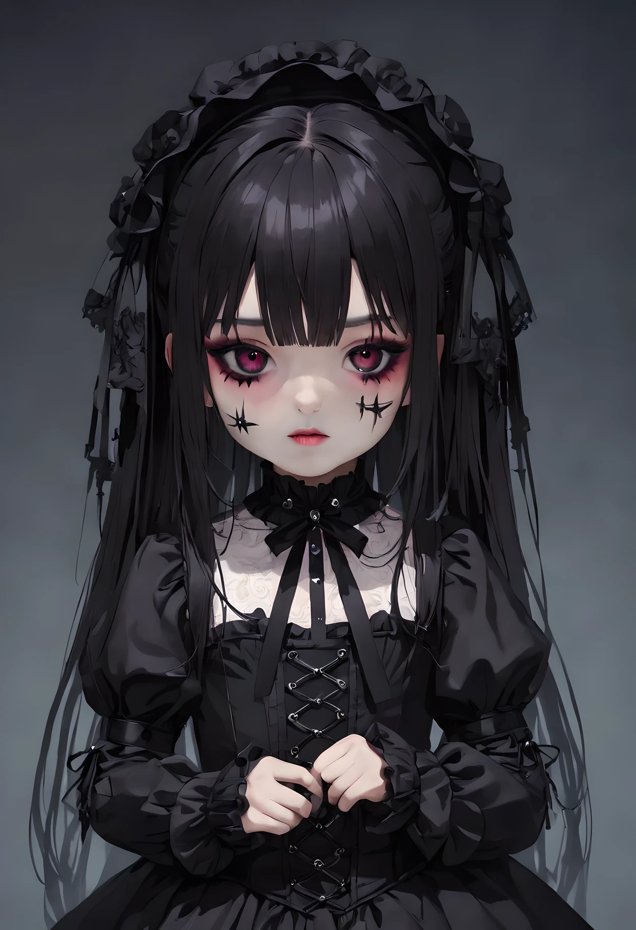 (masterpiece), highest quality, Ultra-high resolution,woman、Gothic Punk、Silver Hair、Black Hair、smile、headphone、Gamer