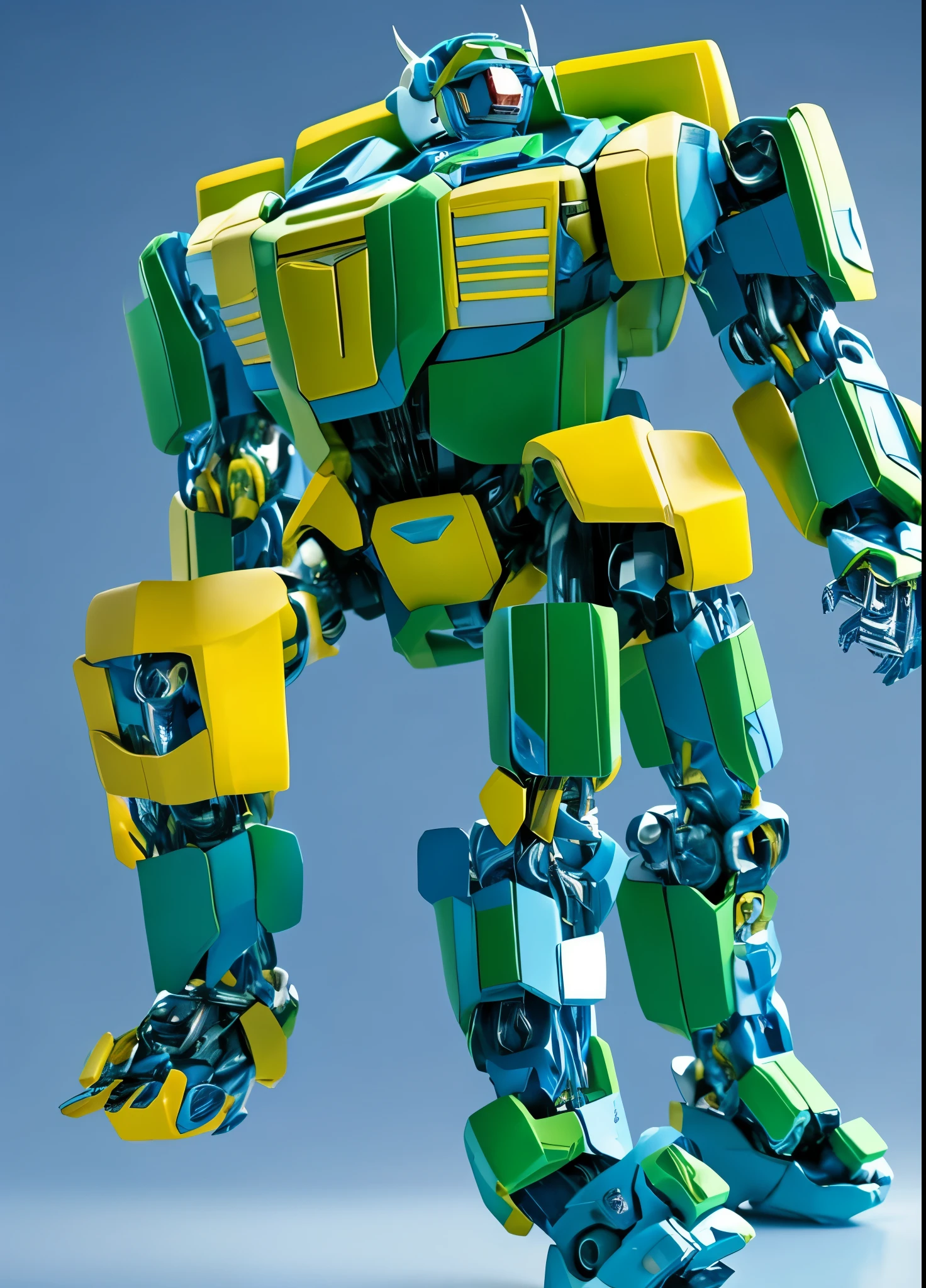 Roboto, Brasileiro, enferrujado, abandonado, cavaleiro,bem detalhado, Transformers,4k, usando as cores branco amarelo azul verde, Realistic legs and feet