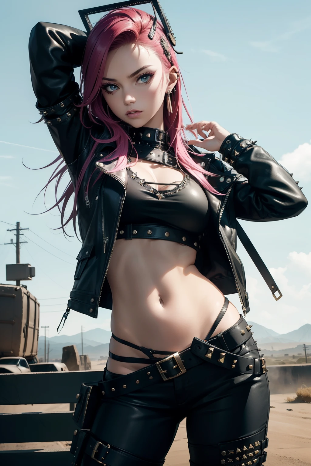 there is a woman in a leather outfit posing on a street, photorealistic anime girl render, female cyberpunk anime girl, cyberpunk anime girl, seductive anime girl, badass anime 8 k, 2b, 2 b, 3 d anime realistic, realistic anime 3 d style, anime style 4 k, photorealistic anime, anime styled 3d, anime style. 8k