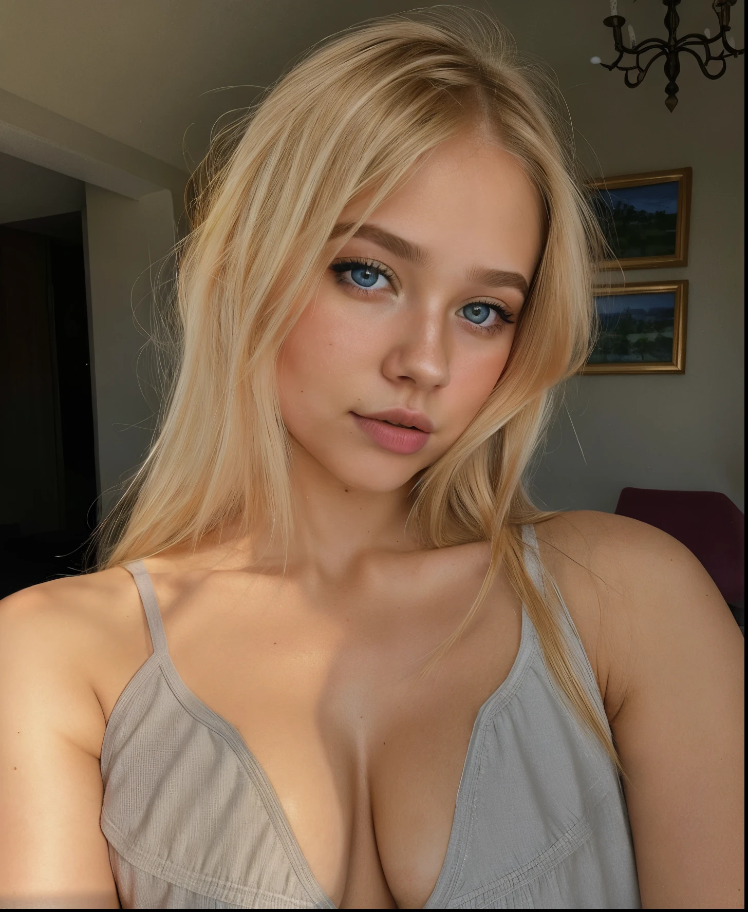 Mujer rubia con ojos azules y un sujetador gris posando para una foto., Yelena Belova, Dasha Taran, Anna Nikolanova also known as Newmilky, Novia rusa, Plantilla de Instagram, Una hermosa rubia, Angelina Stroganova, Anastasia Ovchinnikova, Cara perfecta ), 18 years, hermosa chica rubia, Diosa rubia, Cabello largo y rubio y ojos grandes