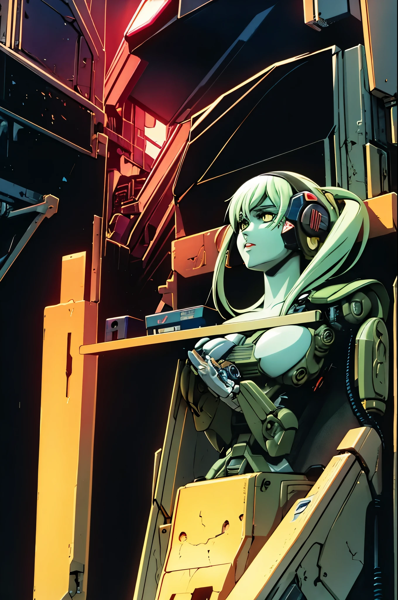 toy, figure, deedlit, record of lodoss war, 1girl, solo, (((cyberpunk))), cyborg, robot, mechanical arms, upper body