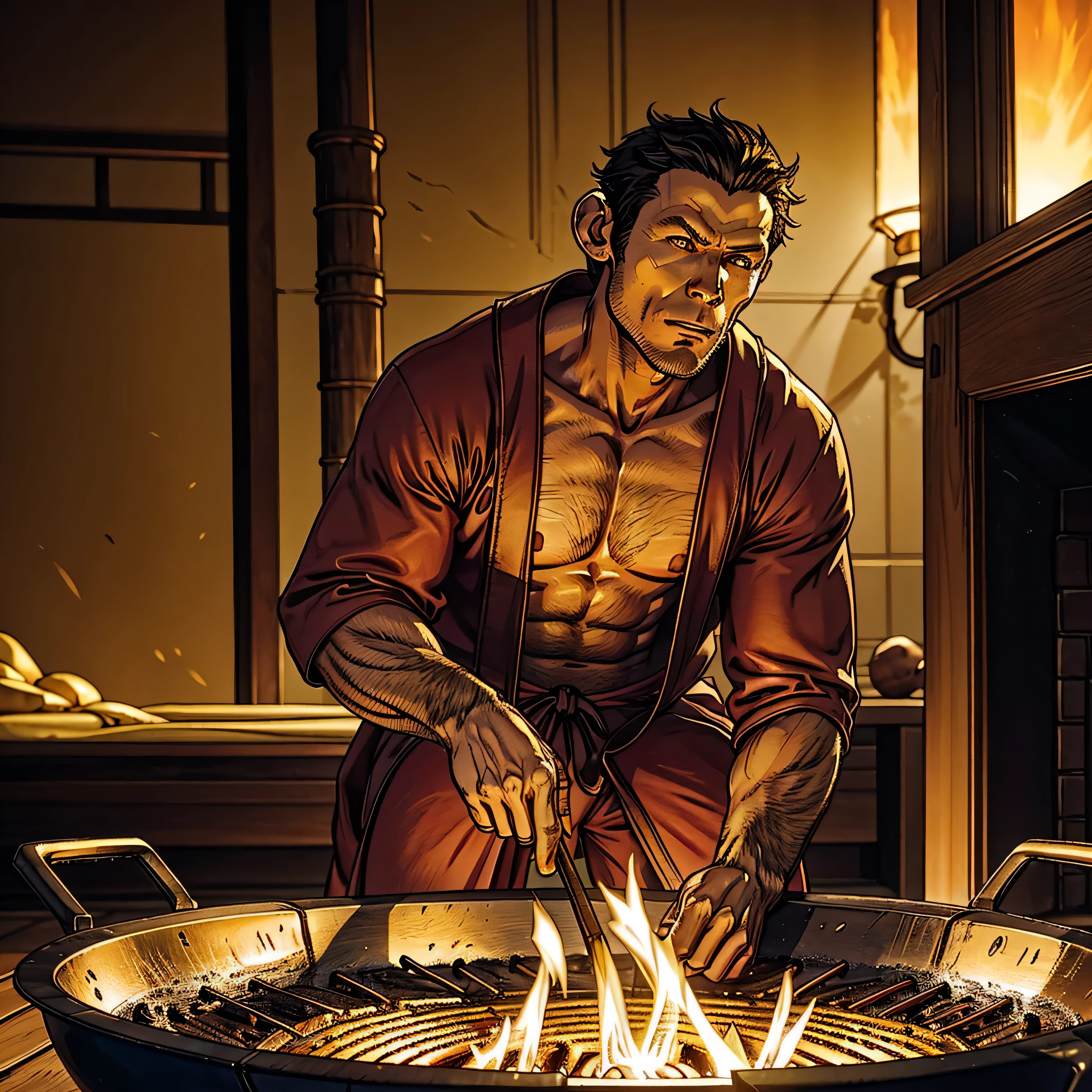 humanoid ((( monkey ))) , ( king ) , (( monkey fur )) , ( sun wukong) wearing a golden crown, sunglasses and ( monk red outfit ) , ( grilling bananas) , ( banana barbicue) , ( grill ) , ( party, monks) , beach , palms, UnrealEngine5 Ultra Masterpiece Cinematic_sunlight ultra Pro_Photo-realistic optimal ultra_high-quality opengl-shaders ultra_high-details accurate reflex ultra_high-resolution perfection volumetric lightning improved Octane_rendues ultra_high-definition UHD XT3 DSLR HDR 3dcg analogiques extatiques symmetrical dazzling Will-o'-the-wisp global luminescence plasma hearth incandescente reflection varied multi etc. --v6 --s1000 --c20 --q5 --chaos100
