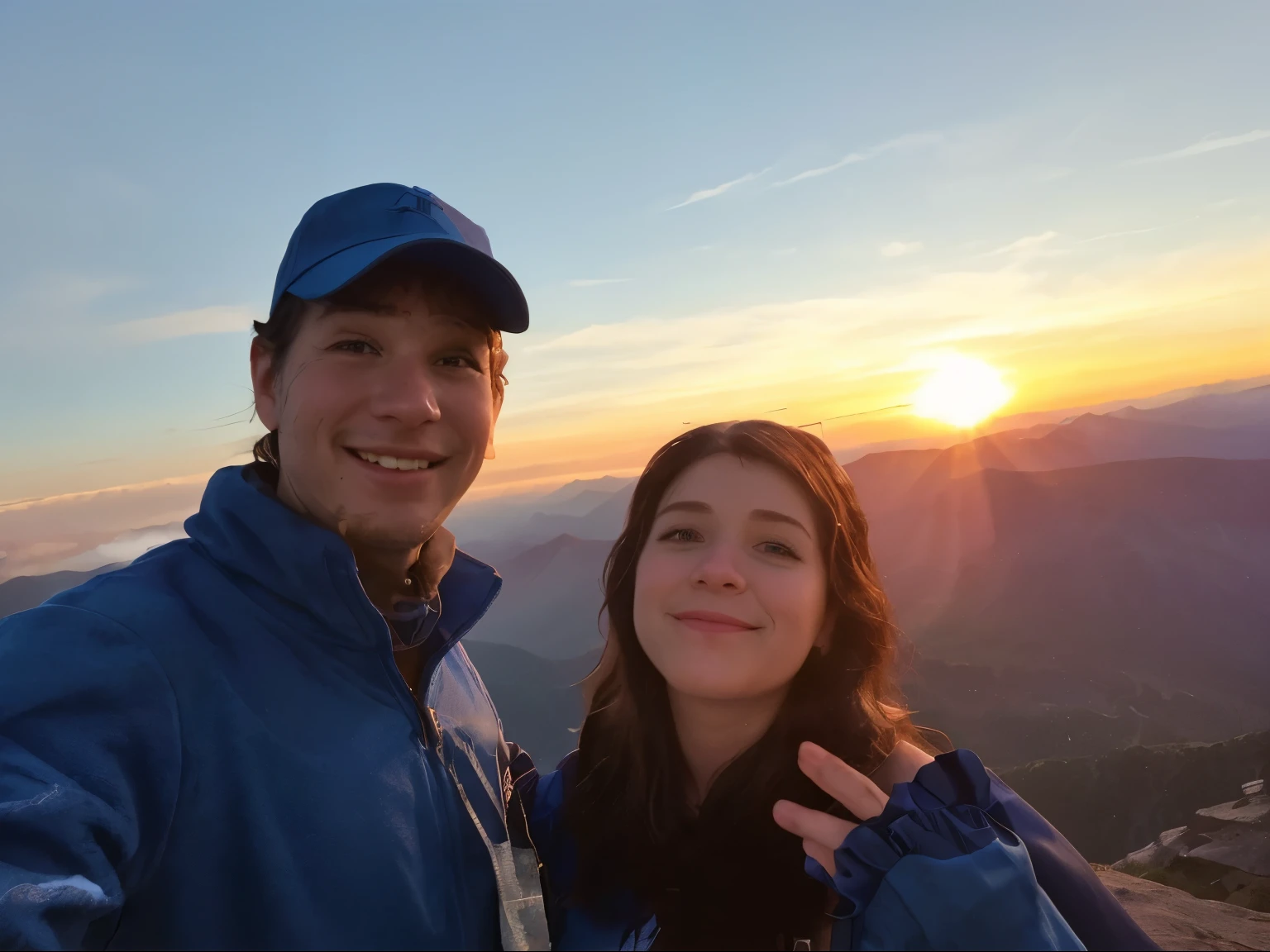 change image so people look like disney characters on top of a mountain with a beautiful landscape in the background
