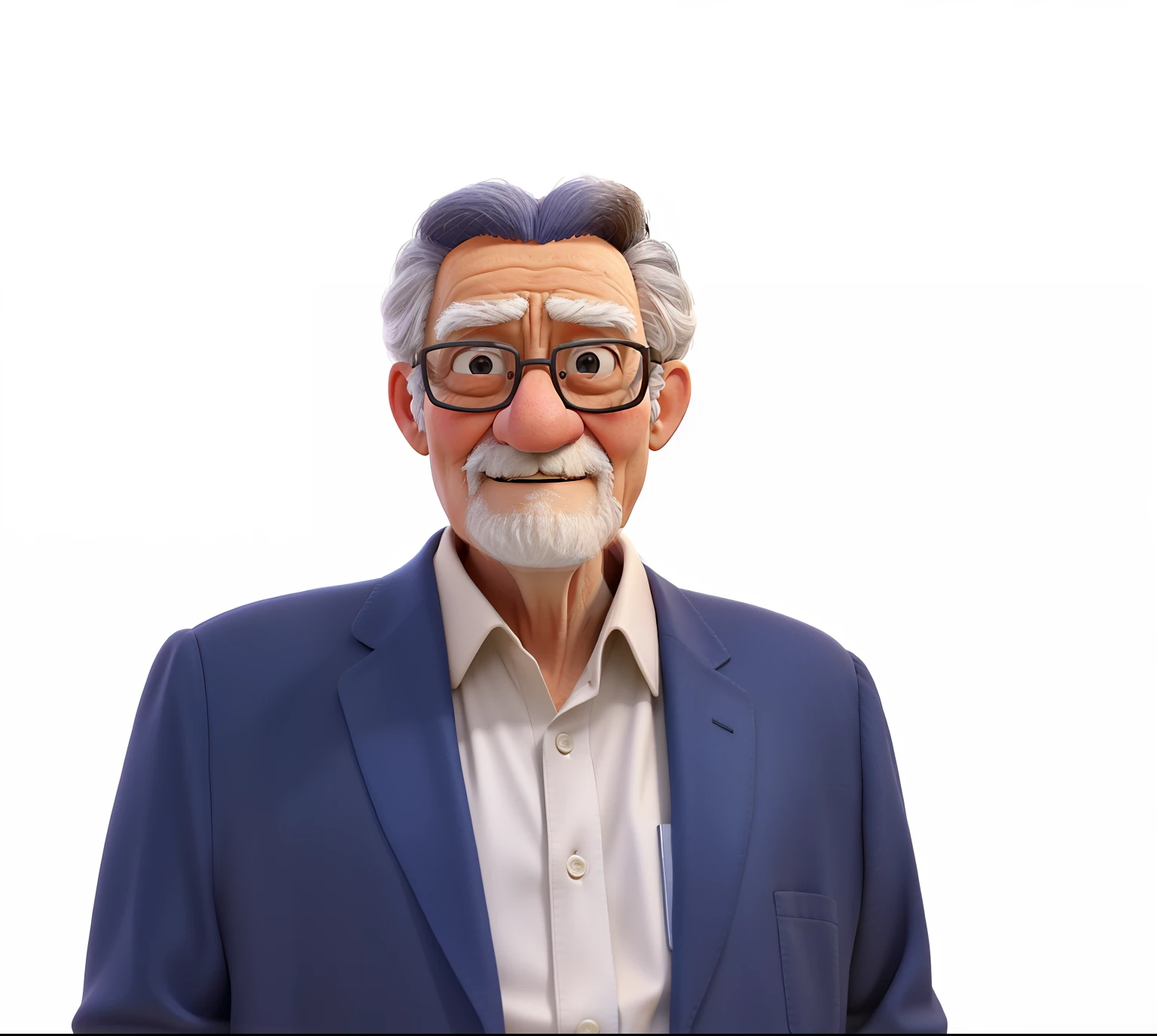A wise old man standing in front, illuminated by the light of a lamp, tendo como pano de fundo uma biblioteca