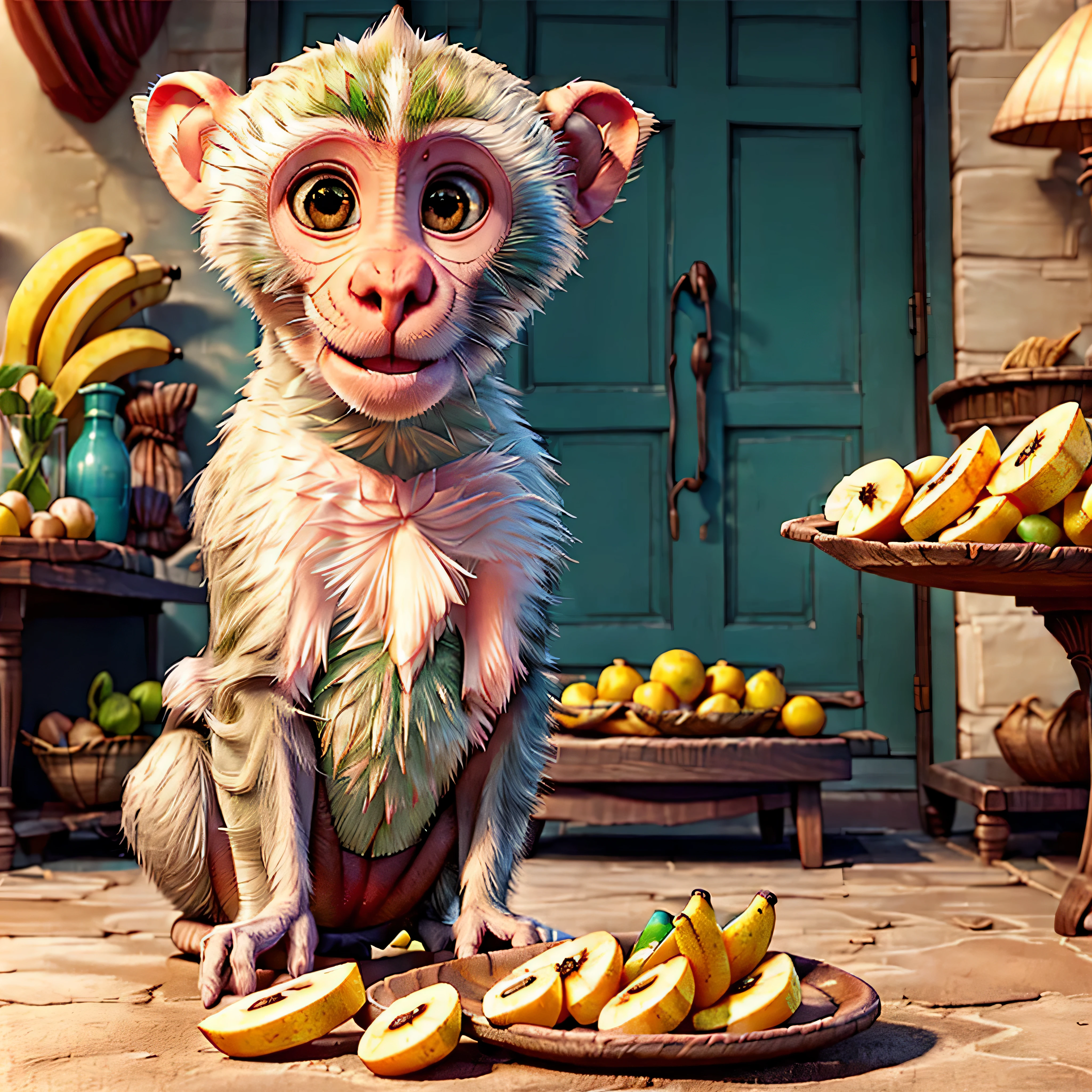 humanoid ((( monkey ))) , ( king ) , (( monkey fur )) , ( sun wukong) wearing a golden crown, sunglasses and ( monk red outfit ) , ( grilling bananas) , ( banana barbicue) , ( grill ) , ( party, monks) , beach , palms, UnrealEngine5 Ultra Masterpiece Cinematic_sunlight ultra Pro_Photo-realistic optimal ultra_high-quality opengl-shaders ultra_high-details accurate reflex ultra_high-resolution perfection volumetric lightning improved Octane_rendues ultra_high-definition UHD XT3 DSLR HDR 3dcg analogiques extatiques symmetrical dazzling Will-o'-the-wisp global luminescence plasma hearth incandescente reflection varied multi etc. --v6 --s1000 --c20 --q5 --chaos100