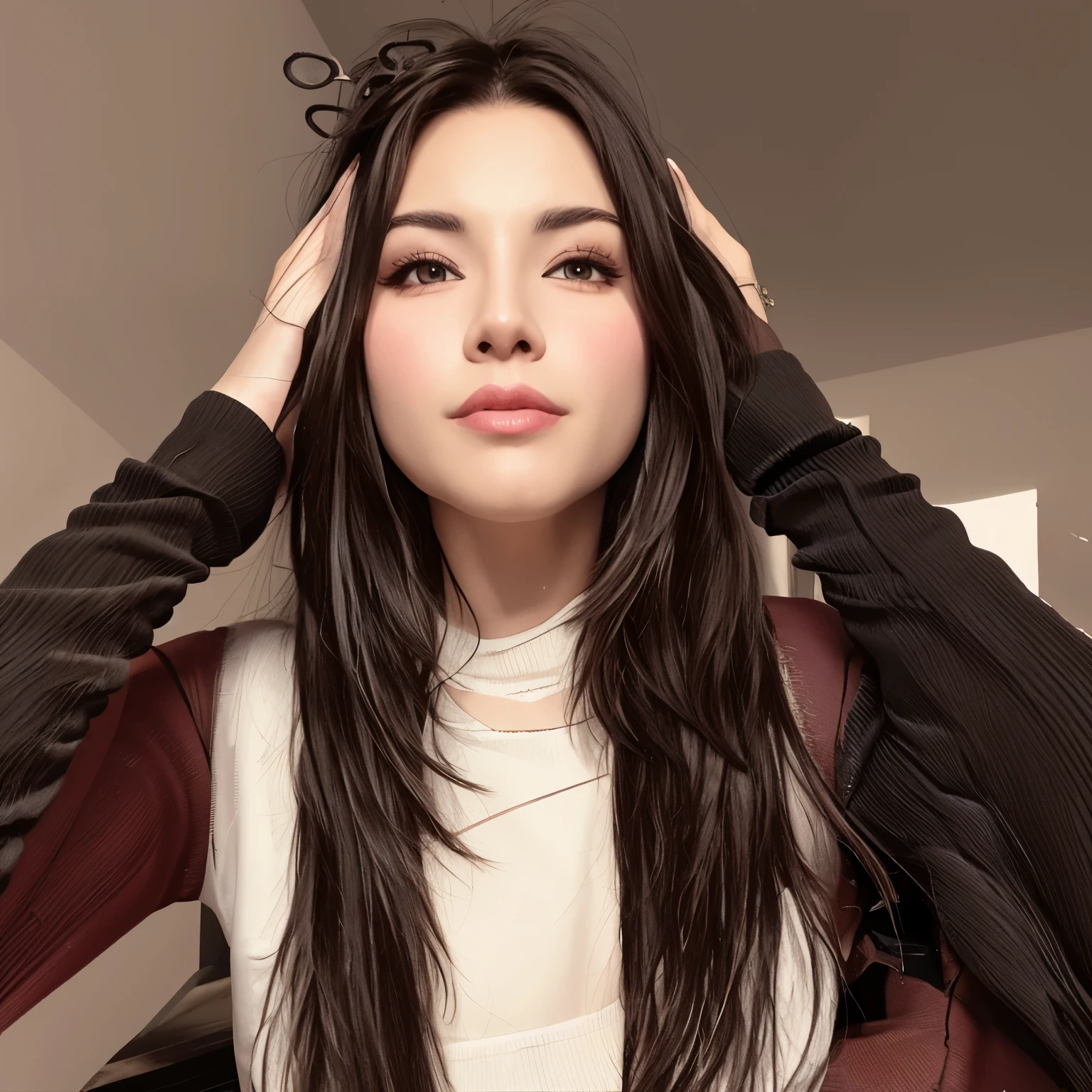 arafed woman with long brown hair and a white top, violet myers, gorgeous latina face, madison beer, alanis guillen, madison beer girl portrait, beautiful mexican woman, with straight black hair, straight hairstyle, looks like laura barriales, headshot profile picture, soft devil queen madison beer, olivia culpo, profile image, young woman with long dark hair