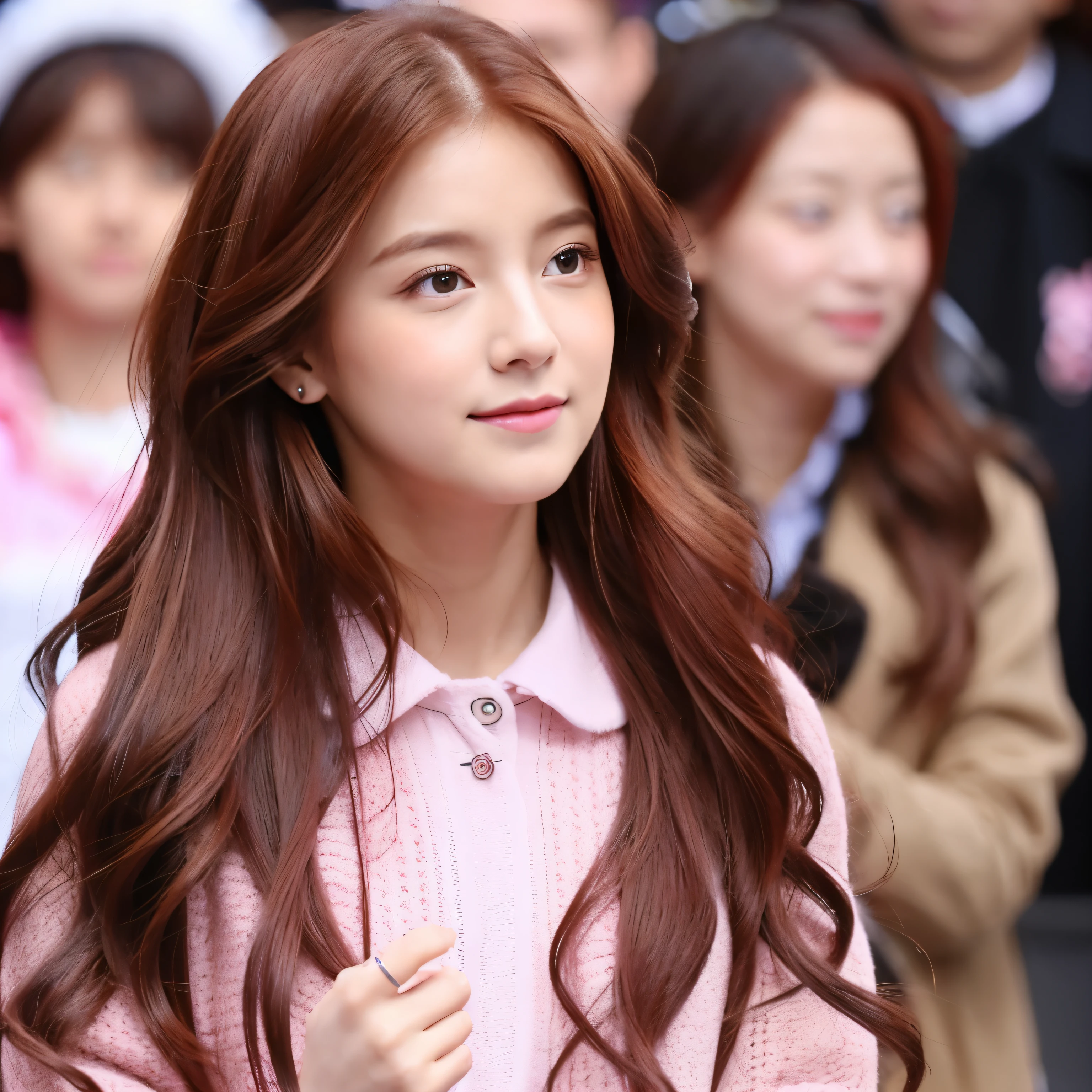 famoso, garota muito rica que usa rosa, Cantor, grande ruiva escura, cabelo castanho, inventar