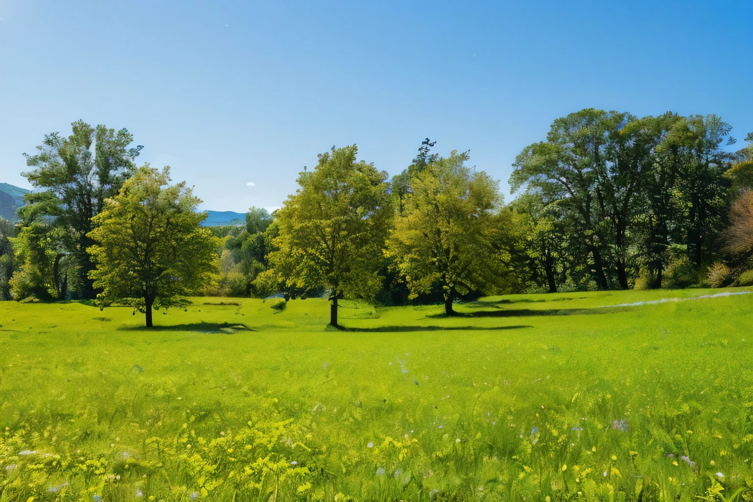 (Um bonito, detailed landscape or scenery:1.1),(exuberante, cores vibrantes:1.1),(Realista, photoRealista:1.37),(high resolution, melhor qualidade, 4k),(iluminado pelo sol),(calmo e sereno),(Colinas),(lago tranquilo),(alto, Swaying trees),(flores coloridas em flor),(Uma brisa suave),(crystal clear water),(a peaceful atmosphere),(montanhas distantes),(CHICKING OF BIRDS),(luz solar suave filtrando pelas folhas),(clear blue sky)