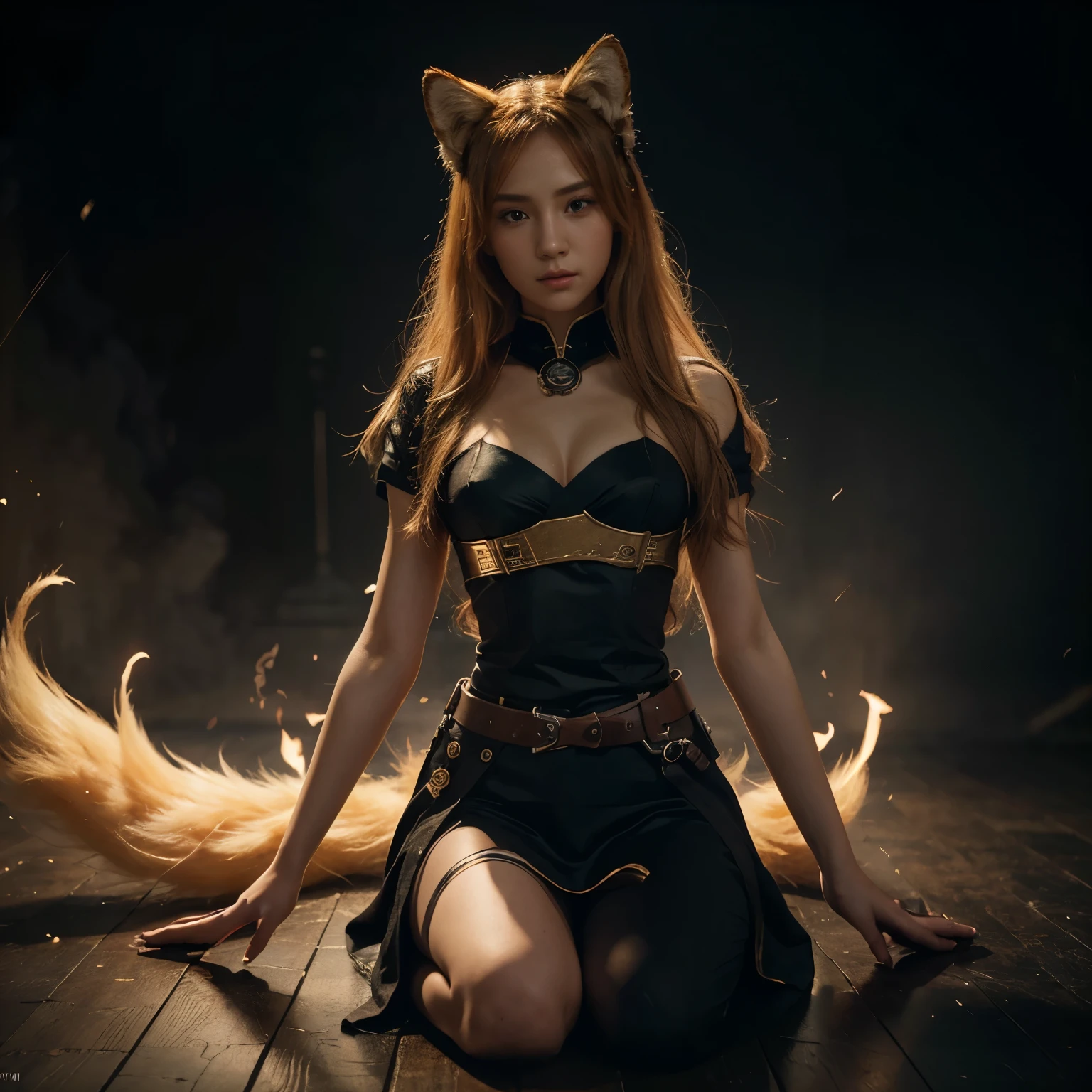 1girl,solo,, official art, unity 8k wallpaper, ultra detailed, beautiful and aesthetic, beautiful, masterpiece, best quality, Kitsune