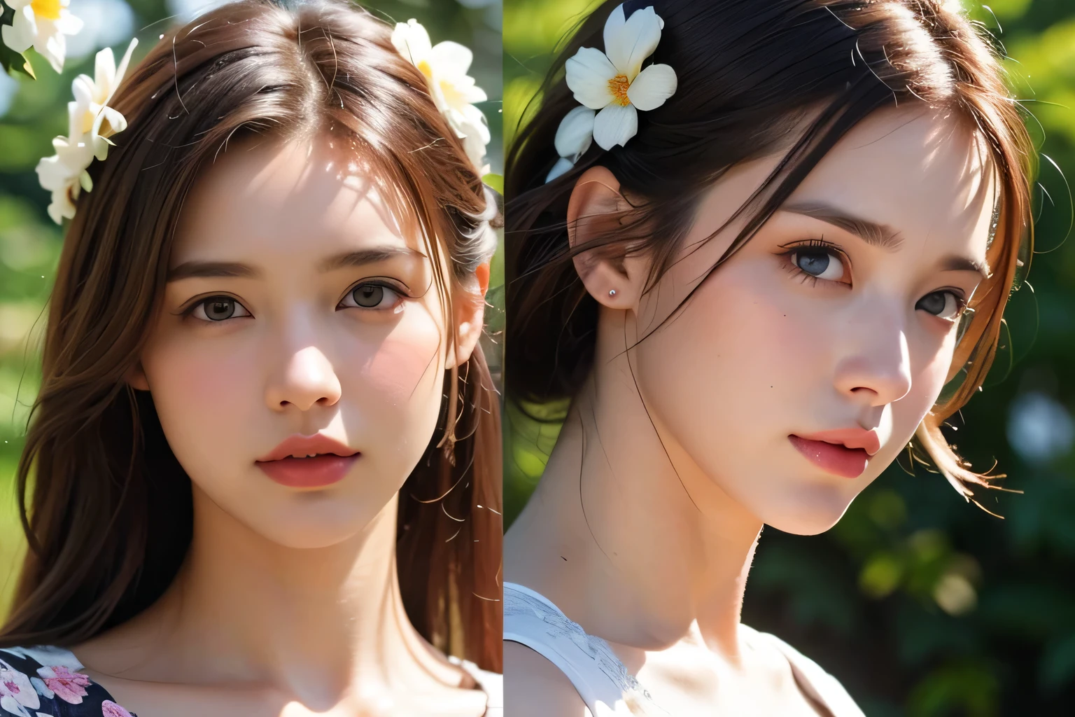 full_body,1girl, facial mix of phoebe cates, large breast, deep cleavage, no bra, (8k, RAW photo, best quality, masterpiece:1.2),(realistic, photo-realistic:1.37),illustration,an extremely delicate and beautiful,perfect female body,extremely detailed,photography,8k,Amazing,finely detailed,beautiful detailed eyes,best quality,ultra high res,((extremely detailed face)),(photo-realistic:1.37),(Floral_summer_dress:1.5),