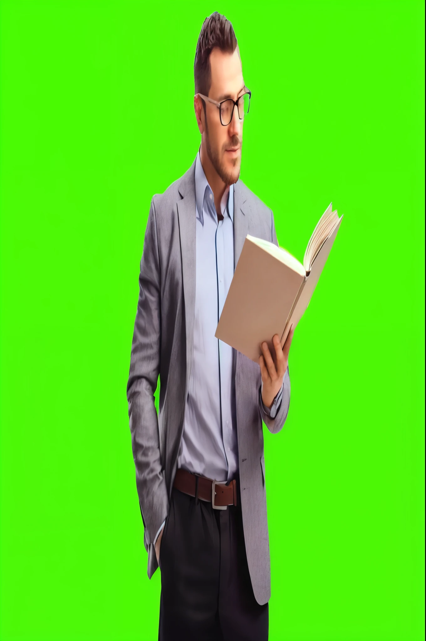 add_detail:1 (realistic) (detailed face:1.4) a man in glasses reading a book while standing against a green background, he is holding a large book, reading new book, book portrait, reading a book, background removed, professional image, green screen background, professional picture, professional portrait hd, photo render, holding a book, holding a giant book, solid background, highly detailed vfx portrait, dramatic reading book pose