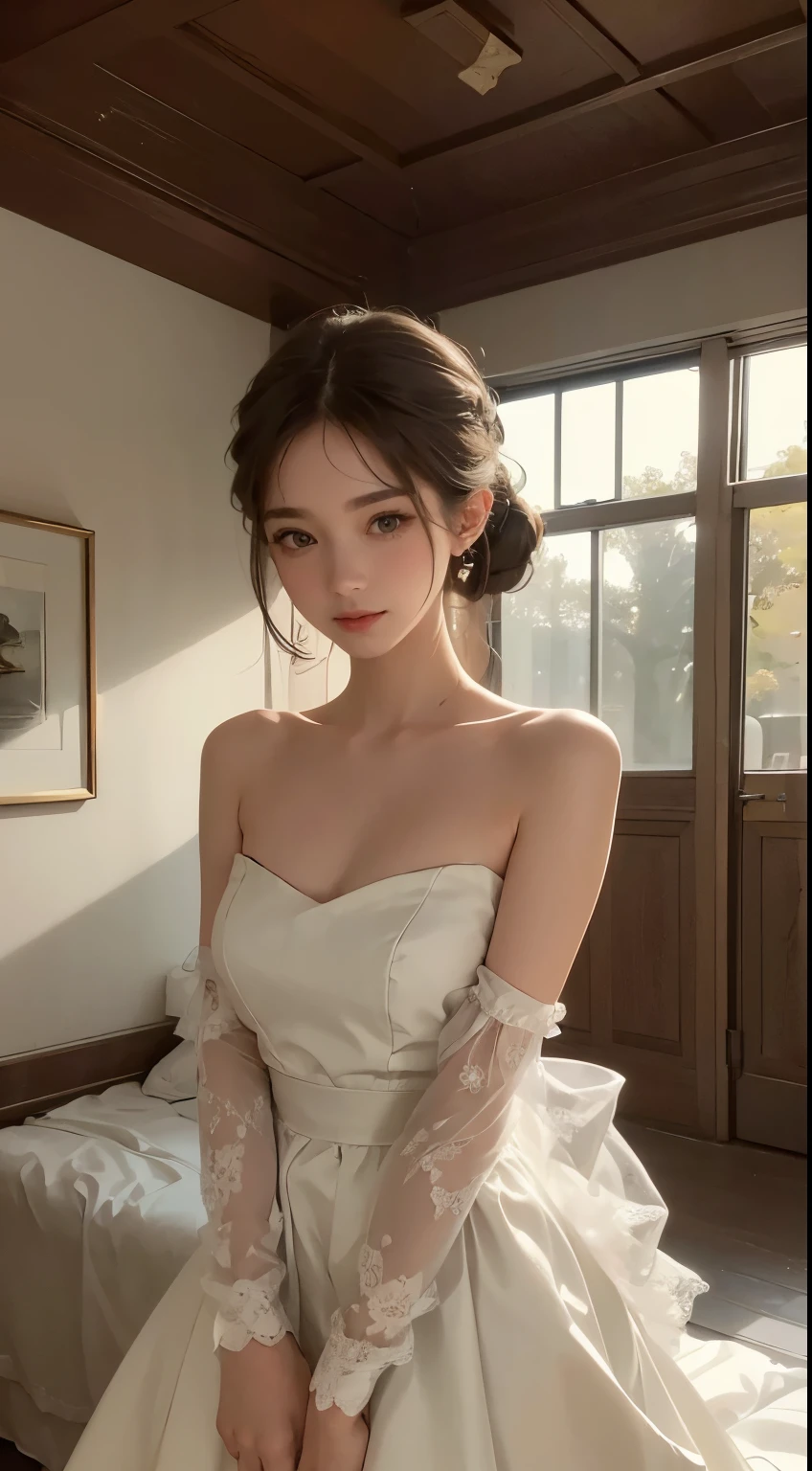 (La meilleure qualité au mieux,real:1.37),Minimalisme de la Renaissance,belle fille,Detailed eyes,Palette de couleurs subtile,meticulous,ambiance merveilleuse,Glowing light,Soft light and shadow,descriptions émotionnelles vives,Timeless elegance,Une attention méticuleuse aux détails,Delicate and delicate texture,Composition harmonieuse,a discrete beauty,Art classique,environnement serein,Un point de vue unique.
