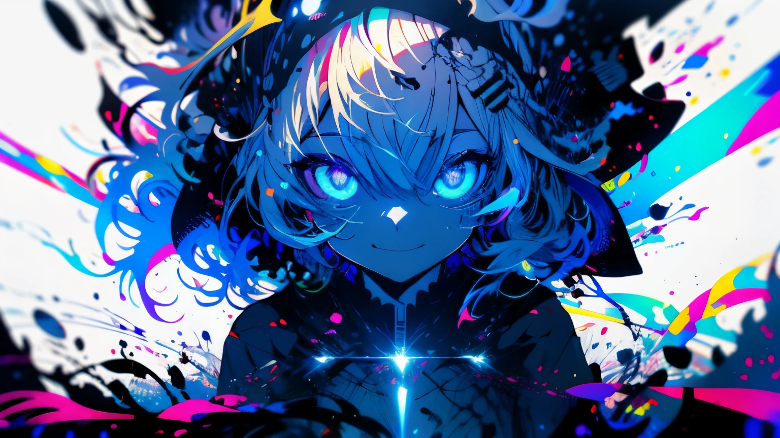 anime boy in a futuristic outfit, blond hair, blue eyes, neon colors, bishop sleeves, billowy clothes, Greek robe, digital cyberpunk anime art, divine, wild, angelic, maniaclly grinning, spirit unravelling, vertigo, hysteria, atmospheric, power, bird