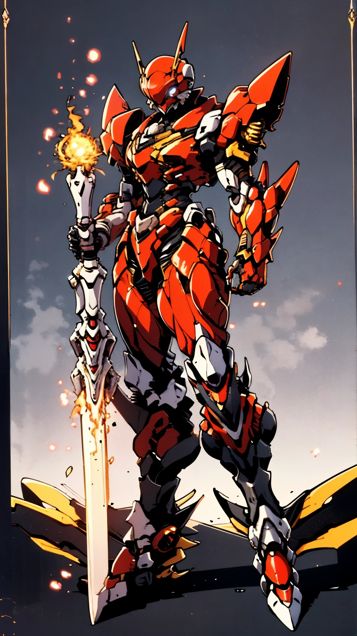 A woman adorned in fantasy-style full-body armor, a crown-concept fully enclosed helmet that unveils only her eyes, a composite layered chest plate, fully encompassing shoulder and hand guards, a lightweight waist armor, form-fitting shin guards, the overall design is heavy-duty yet flexible, ((the armor gleams with a golden glow, complemented by red and blue accents)), exhibiting a noble aura, she floats above a fantasy-surreal high-tech city, this character embodies a finely crafted fantasy-surreal style armored hero in anime style, exquisite and mature manga art style, (Queen bee mixed with Spider concept Armor, plasma, blood), ((Element, energy, elegant, goddess, femminine:1.5)), metallic, high definition, best quality, highres, ultra-detailed, ultra-fine painting, extremely delicate, professional, anatomically correct, symmetrical face, extremely detailed eyes and face, high quality eyes, creativity, RAW photo, UHD, 32k, Natural light, cinematic lighting, masterpiece-anatomy-perfect, masterpiece:1.5