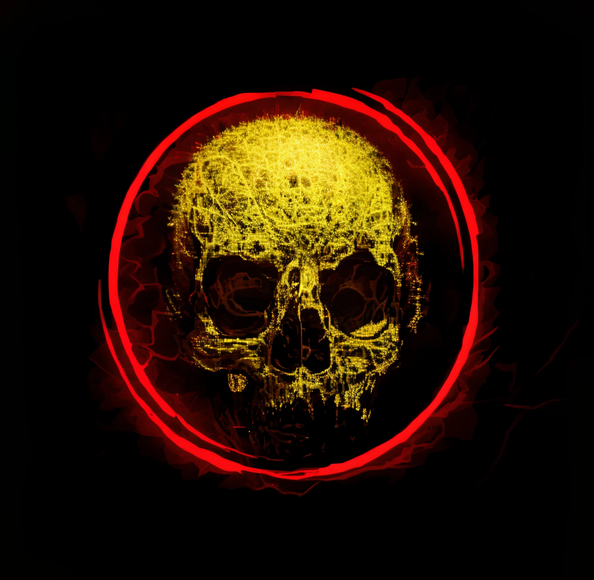 a digitized pixelised skull