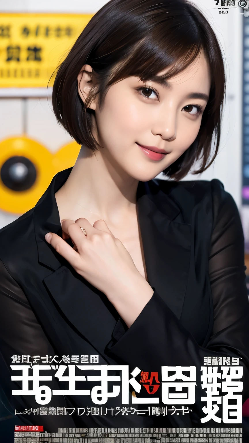 169
Shorthair, a 20 yo woman, gentle smile, working suit, spy movie poster
