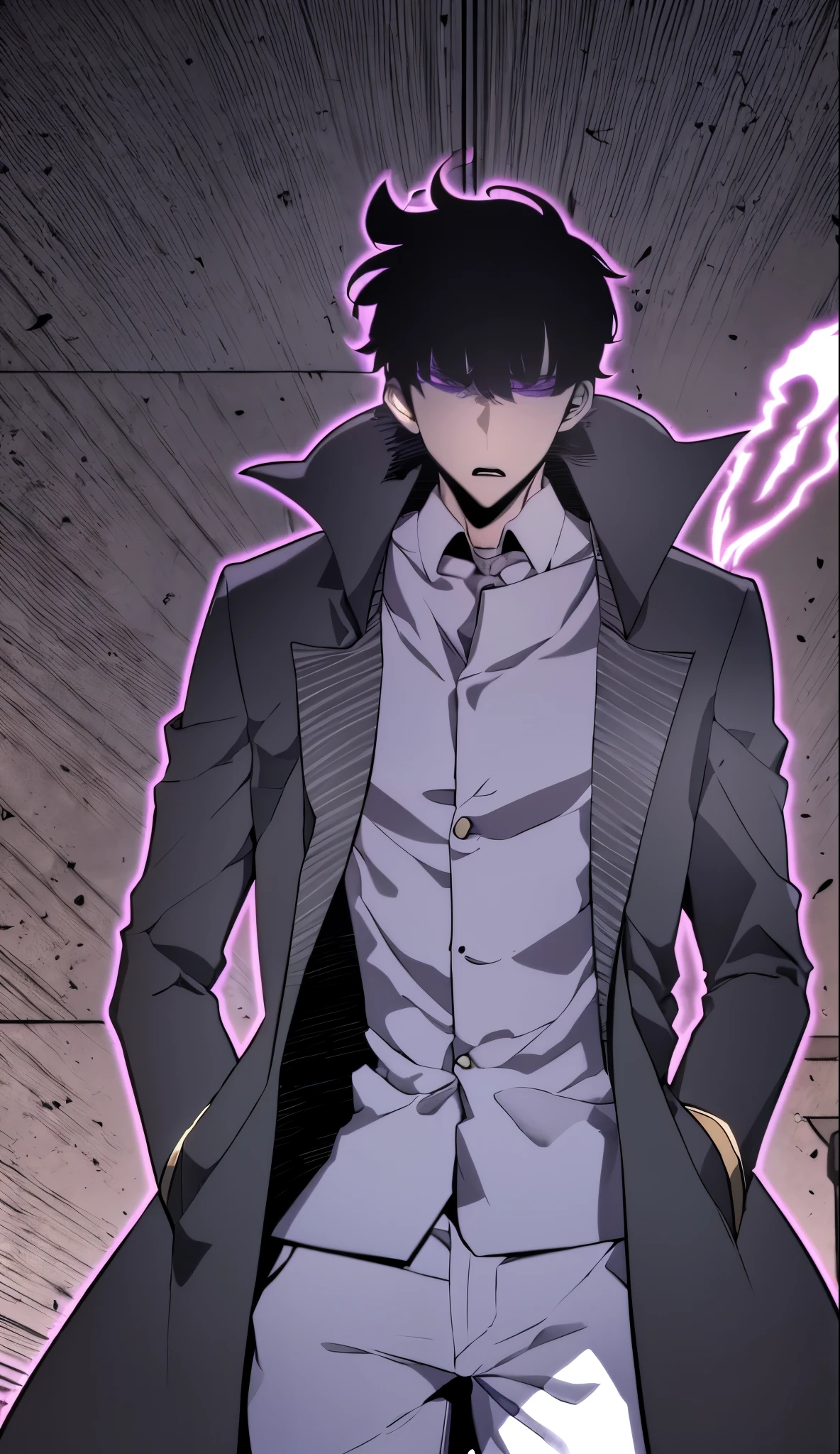 {{{face focus}}}, {{{Artstyle: Solo leveling}}}, {{{thick lineart}}}, {{{Ultra quality}}}, anime screencap, from below, {{{highreasterpiece}}}, {{{official art}}}, {{{original}}}, {{{expressive eyes}}}, {{{half body}}}, {{{serious face}}},{{{high detail}}}, {{{highly detailed face}}}, aesthetic, texture, illustration, perfect shading, intricate details, detailed skin, black hair, solo leveling, {{manhwa panel}}, manga, paneling, {paneled background}, bokeh, dynamic camera, standing, trench coat, long coat, trousers, white shirt, sky, storm, shadowy figures, comic, {{{dutch angle}}}, looking up, ((1boy)),solo leveling, has a purple aura outside his clothes, wearing a red,costume, l, angry ,badas, perfect fingers,face to face,close mouth, depth of field, sketch, dark intense shadows, sharp focus, soft lighting, hdr, colorful, good composition, smoke all around, spectacular, closed shirt, anime screencap, Trousers,