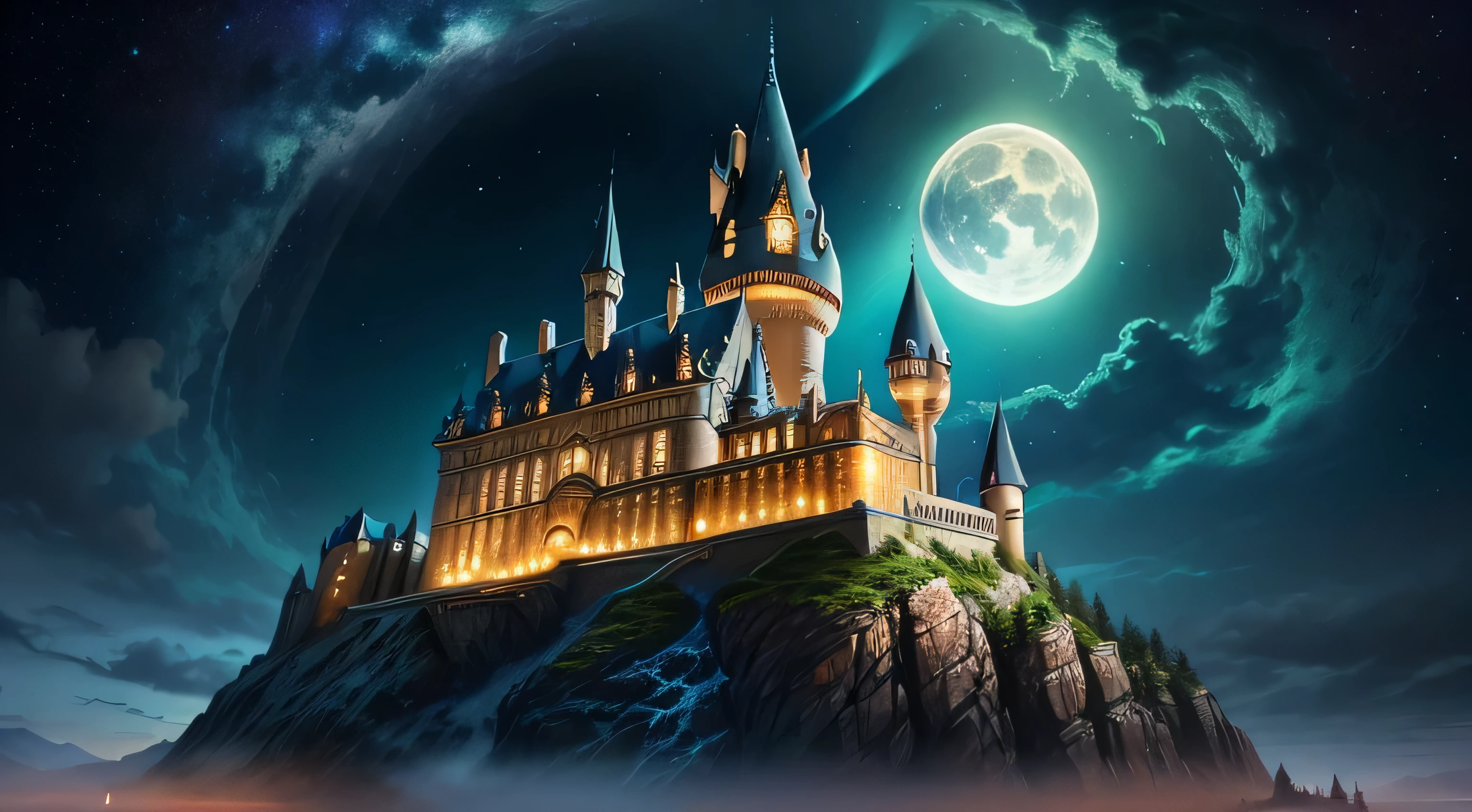 chateau hogwarts dans la nuit