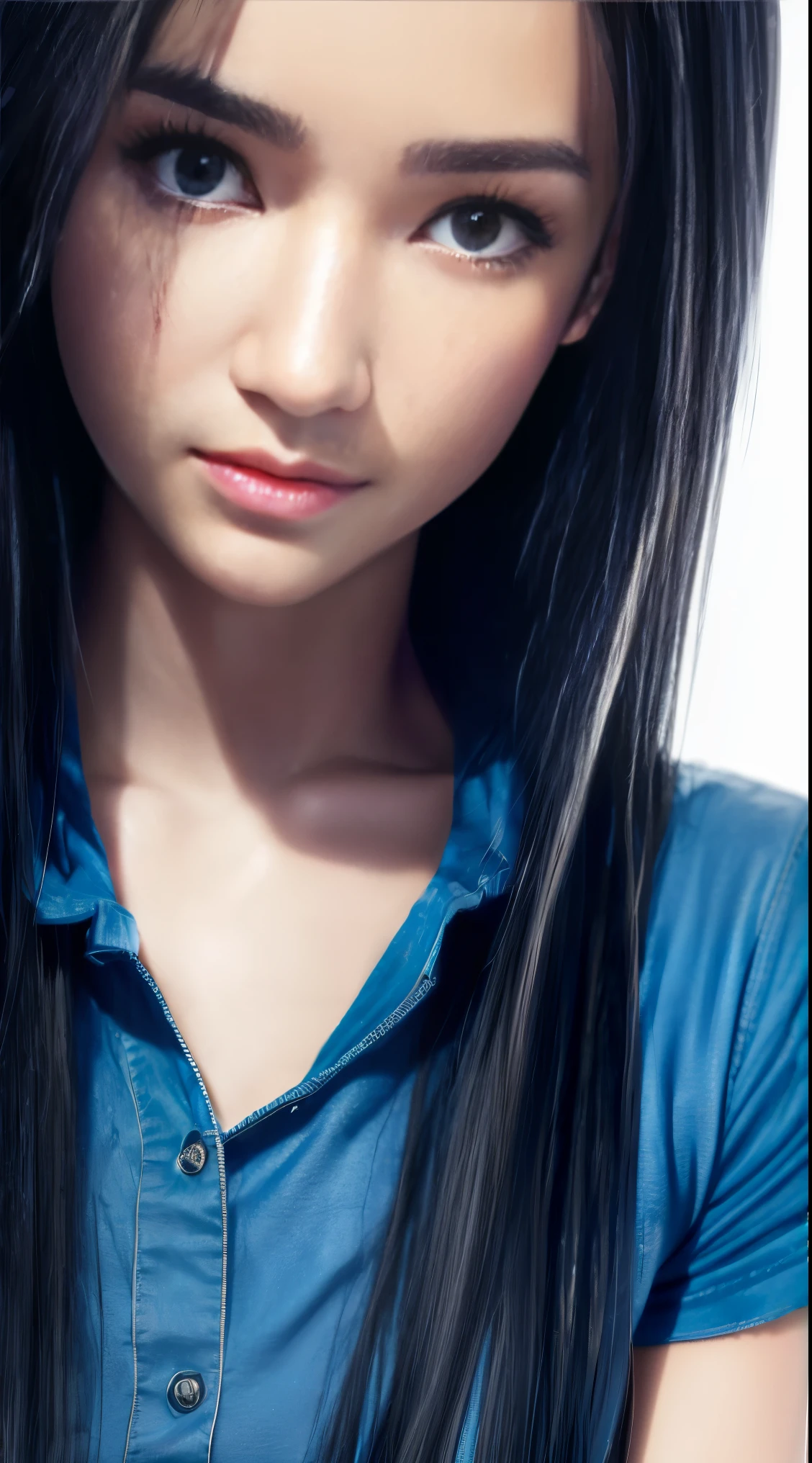 dressed, (photo realistic:1.4), (hyper realistic:1.4), (realistic:1.3), (smoother lighting:1.05), (increase cinematic lighting quality:0.9), 32K, 1girl,20yo girl, realistic lighting, backlighting, light on face, ray trace, (brightening light:1.2), (Increase quality:1.4), (best quality real texture skin:1.4), finely detailed eyes, finely detailed face, finely quality eyes, (tired and sleepy and satisfied:0.0), face closeup, t-shirts, (Increase body line mood:1.1), (Increase skin texture beauty:1.1)