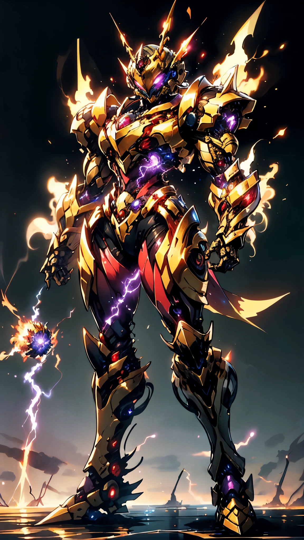 A woman adorned in fantasy-style full-body armor, a crown-concept fully enclosed helmet that unveils only her eyes, a composite layered chest plate, fully encompassing shoulder and hand guards, a lightweight waist armor, form-fitting shin guards, the overall design is heavy-duty yet flexible, ((the armor gleams with a golden glow, complemented by red and blue accents)), exhibiting a noble aura, she floats above a fantasy-surreal high-tech city, this character embodies a finely crafted fantasy-surreal style armored hero in anime style, exquisite and mature manga art style, (Queen bee mixed with Spider concept Armor, plasma, blood), ((Element, energy, elegant, goddess, femminine:1.5)), metallic, high definition, best quality, highres, ultra-detailed, ultra-fine painting, extremely delicate, professional, anatomically correct, symmetrical face, extremely detailed eyes and face, high quality eyes, creativity, RAW photo, UHD, 32k, Natural light, cinematic lighting, masterpiece-anatomy-perfect, masterpiece:1.5