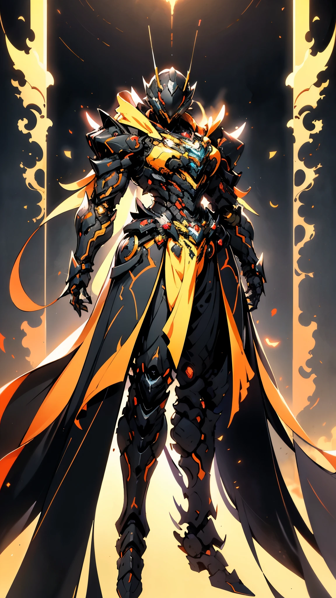 A woman adorned in fantasy-style full-body armor, a crown-concept fully enclosed helmet that unveils only her eyes, a composite layered chest plate, fully encompassing shoulder and hand guards, a lightweight waist armor, form-fitting shin guards, the overall design is heavy-duty yet flexible, ((the armor gleams with a golden glow, complemented by red and blue accents)), exhibiting a noble aura, she floats above a fantasy-surreal high-tech city, this character embodies a finely crafted fantasy-surreal style armored hero in anime style, exquisite and mature manga art style, (Queen bee mixed with Spider concept Armor, plasma, blood), ((Element, energy, elegant, goddess, femminine:1.5)), metallic, high definition, best quality, highres, ultra-detailed, ultra-fine painting, extremely delicate, professional, anatomically correct, symmetrical face, extremely detailed eyes and face, high quality eyes, creativity, RAW photo, UHD, 32k, Natural light, cinematic lighting, masterpiece-anatomy-perfect, masterpiece:1.5