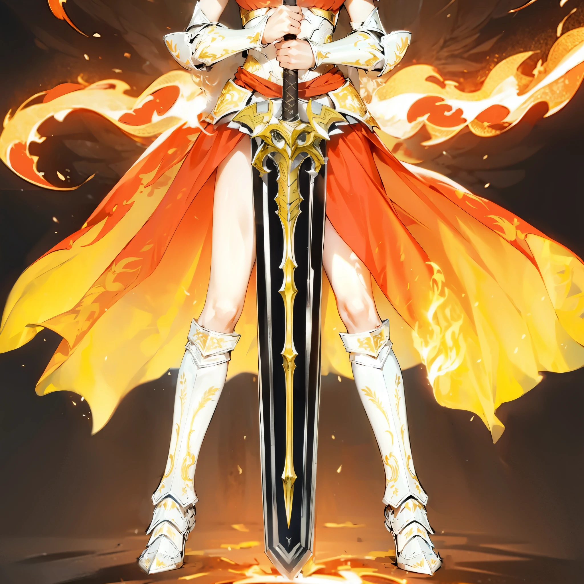female elf,Silver-white armor,Two-handed greatsword,masterpiece,extremely high detail