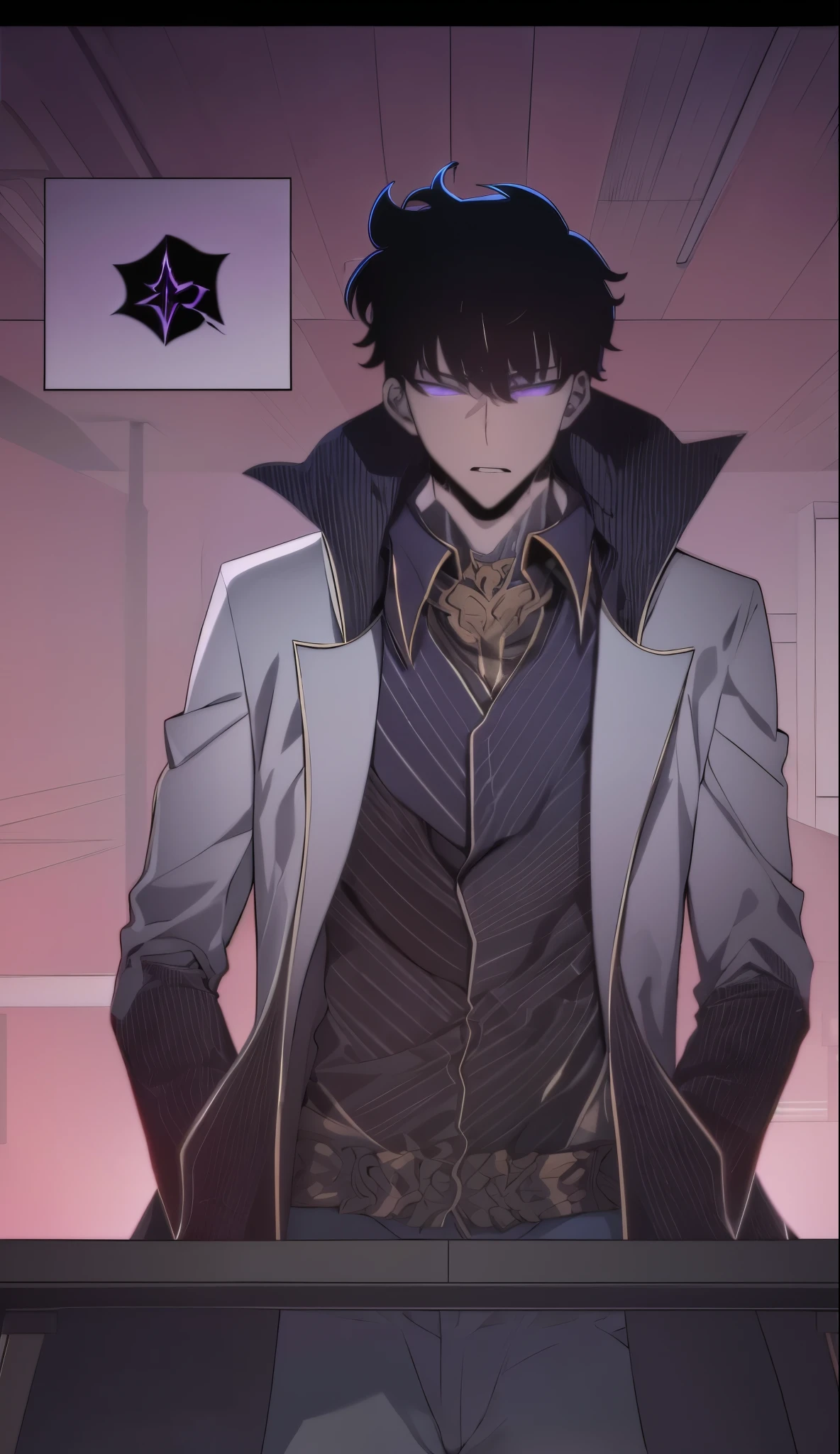 {{{face focus}}}, {{{Artstyle: Solo leveling}}}, {{{thick lineart}}}, {{{Ultra quality}}}, anime screencap, from below, {{{masterpiece}}}, {{{highres}}}, {{{official art}}}, {{{original}}}, {{{expressive eyes}}}, {{{half body}}}, {{{serious face}}},{{{high detail}}}, {{{highly detailed face}}}, aesthetic, texture, illustration, perfect shading, intricate details, detailed skin, black hair, solo leveling, {{manhwa panel}}, manga, paneling, {paneled background}, bokeh, dynamic camera, standing, trousers, white shirt, sky, storm, shadowy figures, comic, {{{dutch angle}}}, looking up, ((1boy)),solo leveling, has a purple aura outside his clothes, wearing a red,costume, l, angry ,badas, perfect fingers,face to face,close mouth, depth of field, sketch, dark intense shadows, sharp focus, soft lighting, hdr, colorful, good composition, smoke all around, spectacular, closed shirt, anime screencap, Trousers, black cut panels, windy,