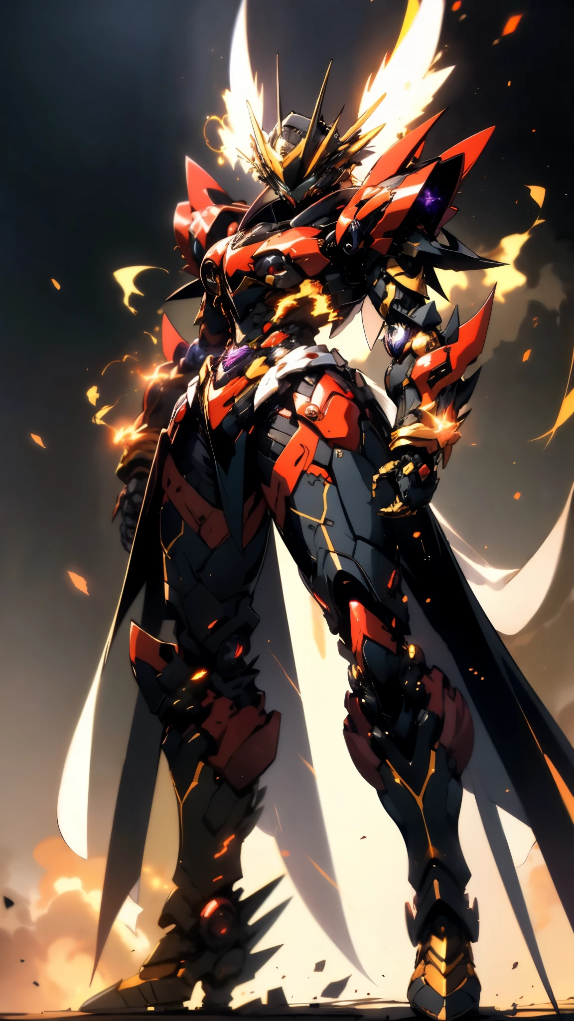 A woman adorned in fantasy-style full-body armor, a crown-concept fully enclosed helmet that unveils only her eyes, a composite layered chest plate, fully encompassing shoulder and hand guards, a lightweight waist armor, form-fitting shin guards, the overall design is heavy-duty yet flexible, ((the armor gleams with a golden glow, complemented by red and blue accents)), exhibiting a noble aura, she floats above a fantasy-surreal high-tech city, this character embodies a finely crafted fantasy-surreal style armored hero in anime style, exquisite and mature manga art style, (Queen bee mixed with Spider concept Armor, plasma, blood), ((Element, energy, elegant, goddess, femminine:1.5)), metallic, high definition, best quality, highres, ultra-detailed, ultra-fine painting, extremely delicate, professional, anatomically correct, symmetrical face, extremely detailed eyes and face, high quality eyes, creativity, RAW photo, UHD, 32k, Natural light, cinematic lighting, masterpiece-anatomy-perfect, masterpiece:1.5