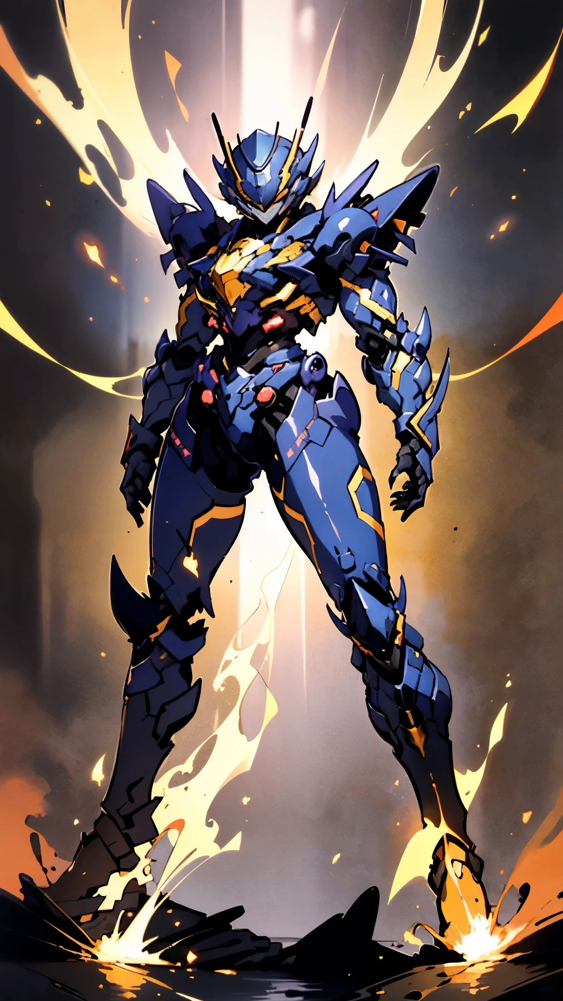 A woman adorned in fantasy-style full-body armor, a crown-concept fully enclosed helmet that unveils only her eyes, a composite layered chest plate, fully encompassing shoulder and hand guards, a lightweight waist armor, form-fitting shin guards, the overall design is heavy-duty yet flexible, ((the armor gleams with a golden glow, complemented by red and blue accents)), exhibiting a noble aura, she floats above a fantasy-surreal high-tech city, this character embodies a finely crafted fantasy-surreal style armored hero in anime style, exquisite and mature manga art style, (Queen bee mixed with Spider concept Armor, plasma, blood), ((Element, energy, elegant, goddess, femminine:1.5)), metallic, high definition, best quality, highres, ultra-detailed, ultra-fine painting, extremely delicate, professional, anatomically correct, symmetrical face, extremely detailed eyes and face, high quality eyes, creativity, RAW photo, UHD, 32k, Natural light, cinematic lighting, masterpiece-anatomy-perfect, masterpiece:1.5