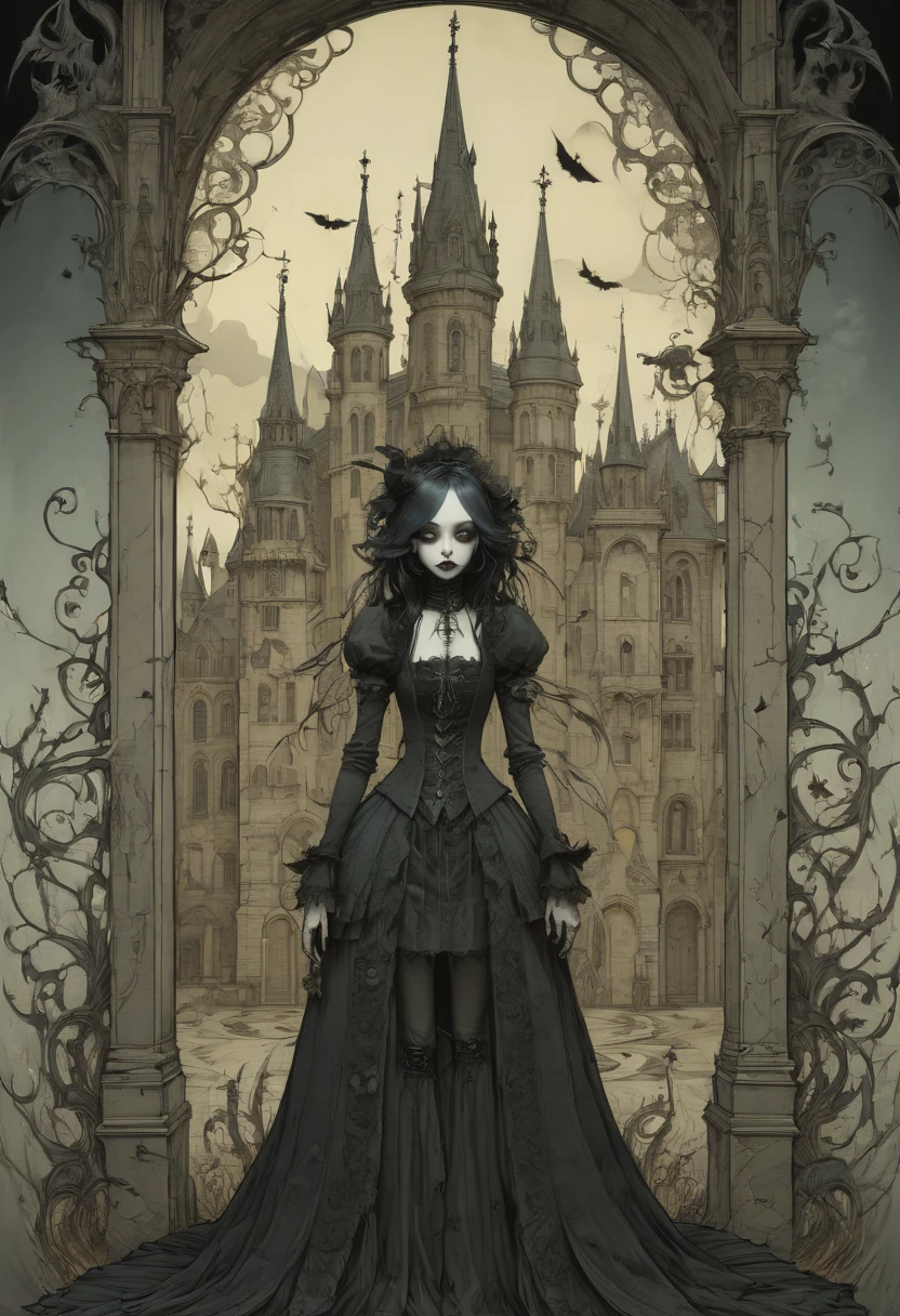 gothic aesthetic by Alexander Jansson, best quality, masterpiece, Representative work, official art, Professional, Ultra intricate detailed, 8k