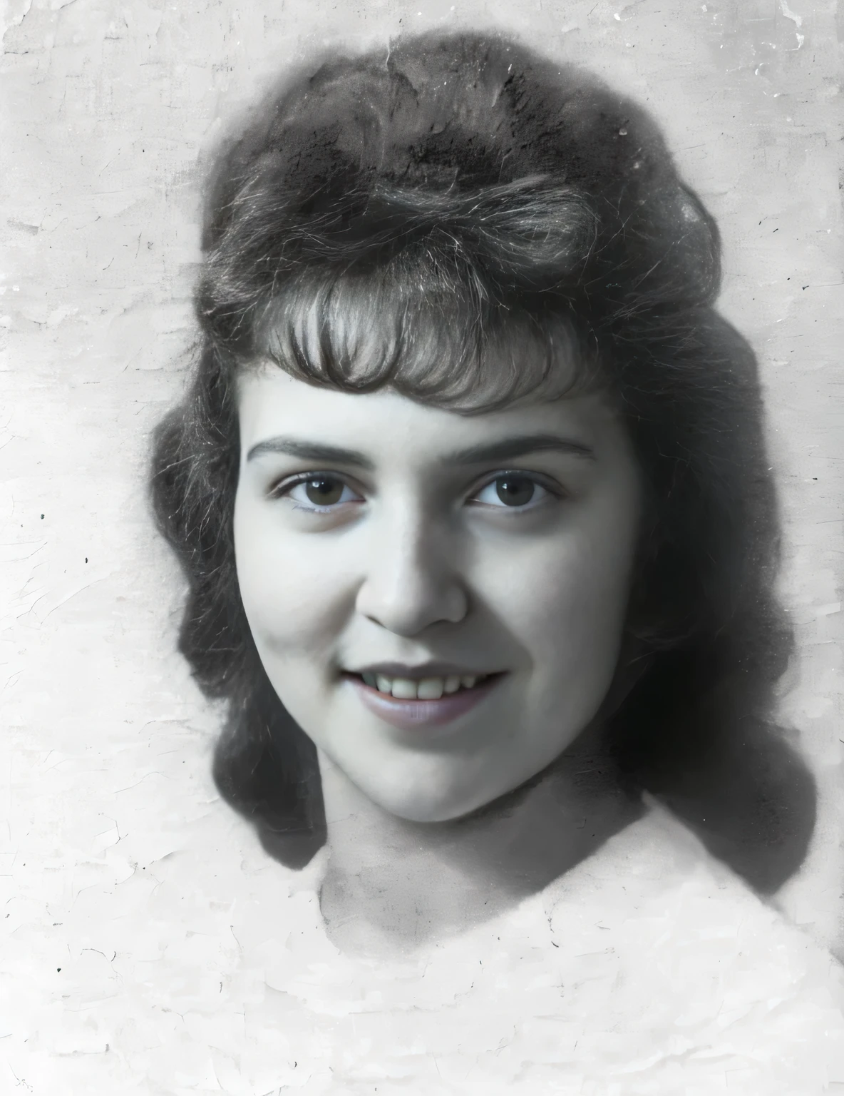 foto arafed de una mujer con una sonrisa en su rostro, in his 20s, dolores abernathy, foto de 1960, a principios de sus 3 0, 1 9 4 8 una foto, foto de mujer joven, Foto temprana en blanco y negro., por Bob Thompson, Location unknown, ann largo, foto restaurada, foto de 1940