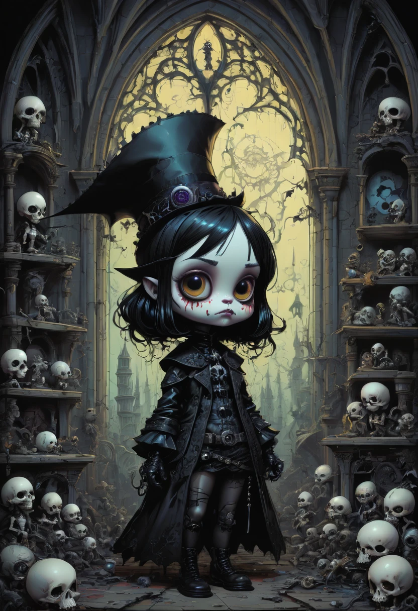 gothic aesthetic by Skottie Young, best quality, masterpiece, Representative work, official art, Professional, Ultra intricate detailed, 8k