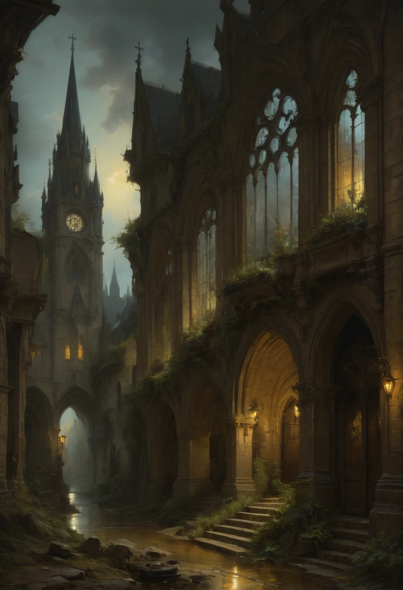 gothic aesthetic by Andreas Achenbach, best quality, masterpiece, Representative work, official art, Professional, Ultra intricate detailed, 8k