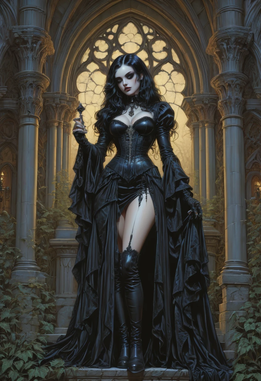 gothic aesthetic by Clyde Caldwell, best quality, masterpiece, Representative work, official art, Professional, Ultra intricate detailed, 8k