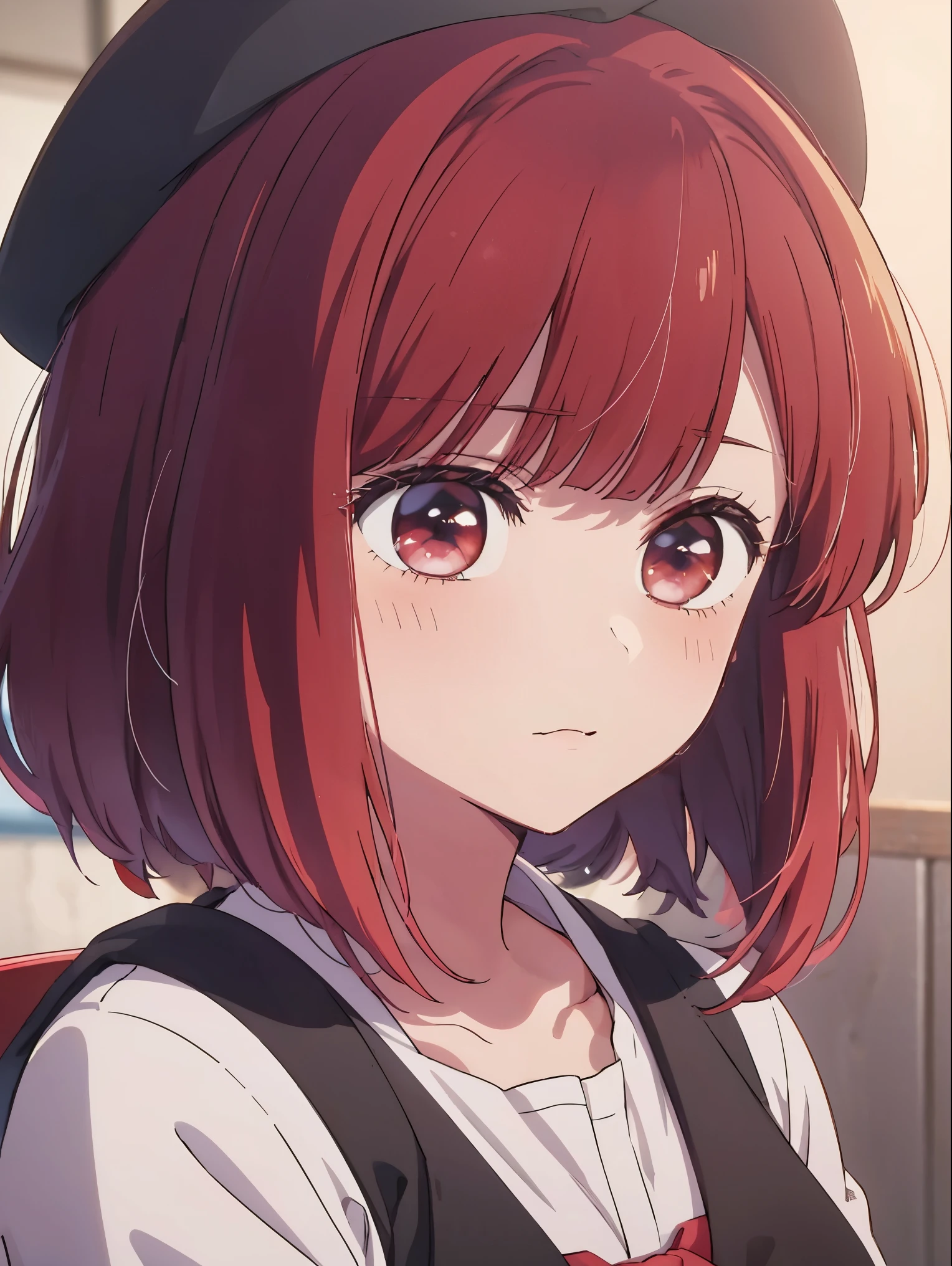 Red hair and red eyes, close-up Iwakura Lane, anime visuals of cute girls, anime best girl, anime girl named Lucy, close-up Iwakura Lane, anime moe art style