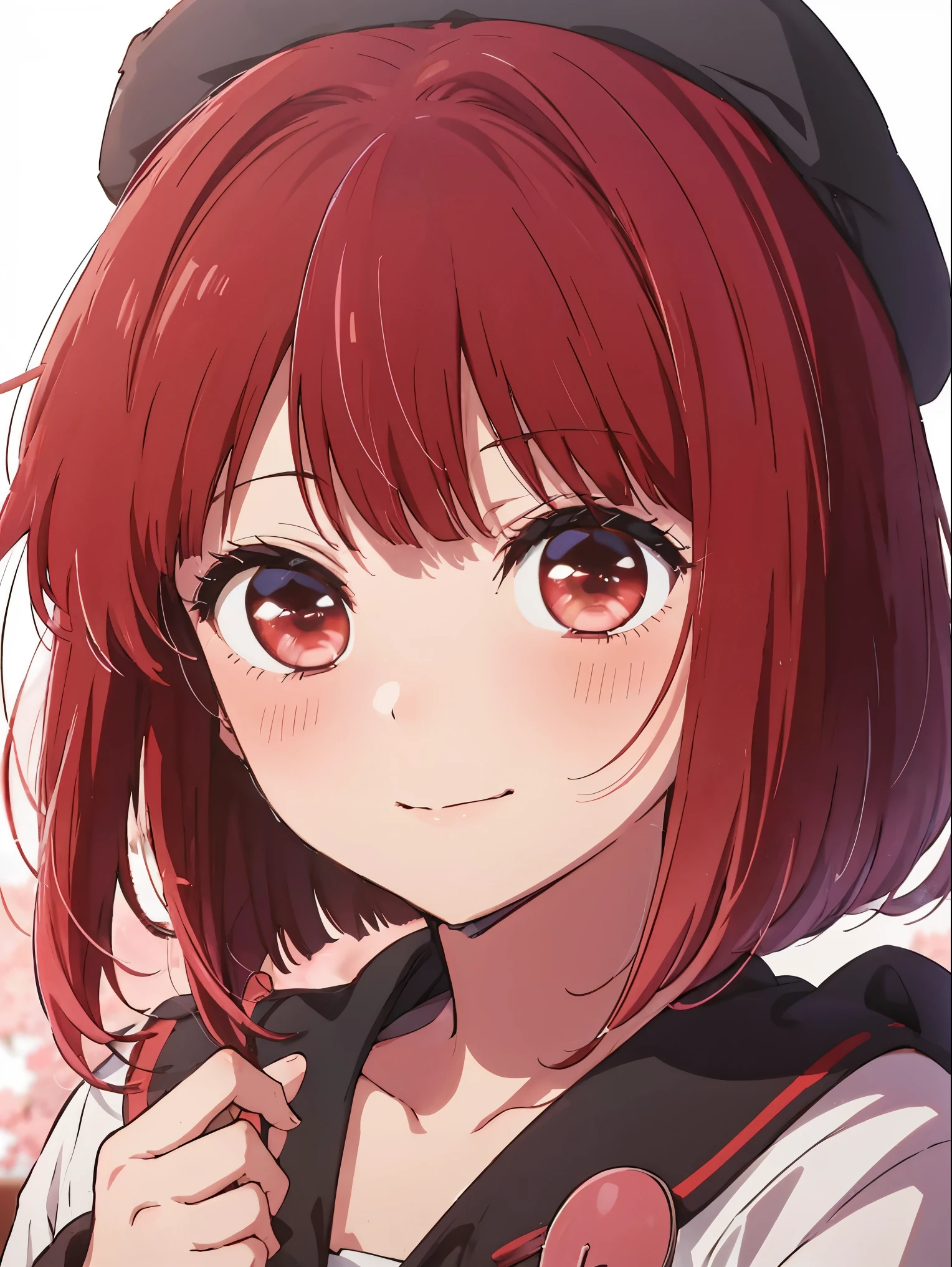 Red hair and red eyes, close-up Iwakura Lane, anime visuals of cute girls, anime best girl, anime girl named Lucy,  Iwakura Lane, anime moe art style,smile